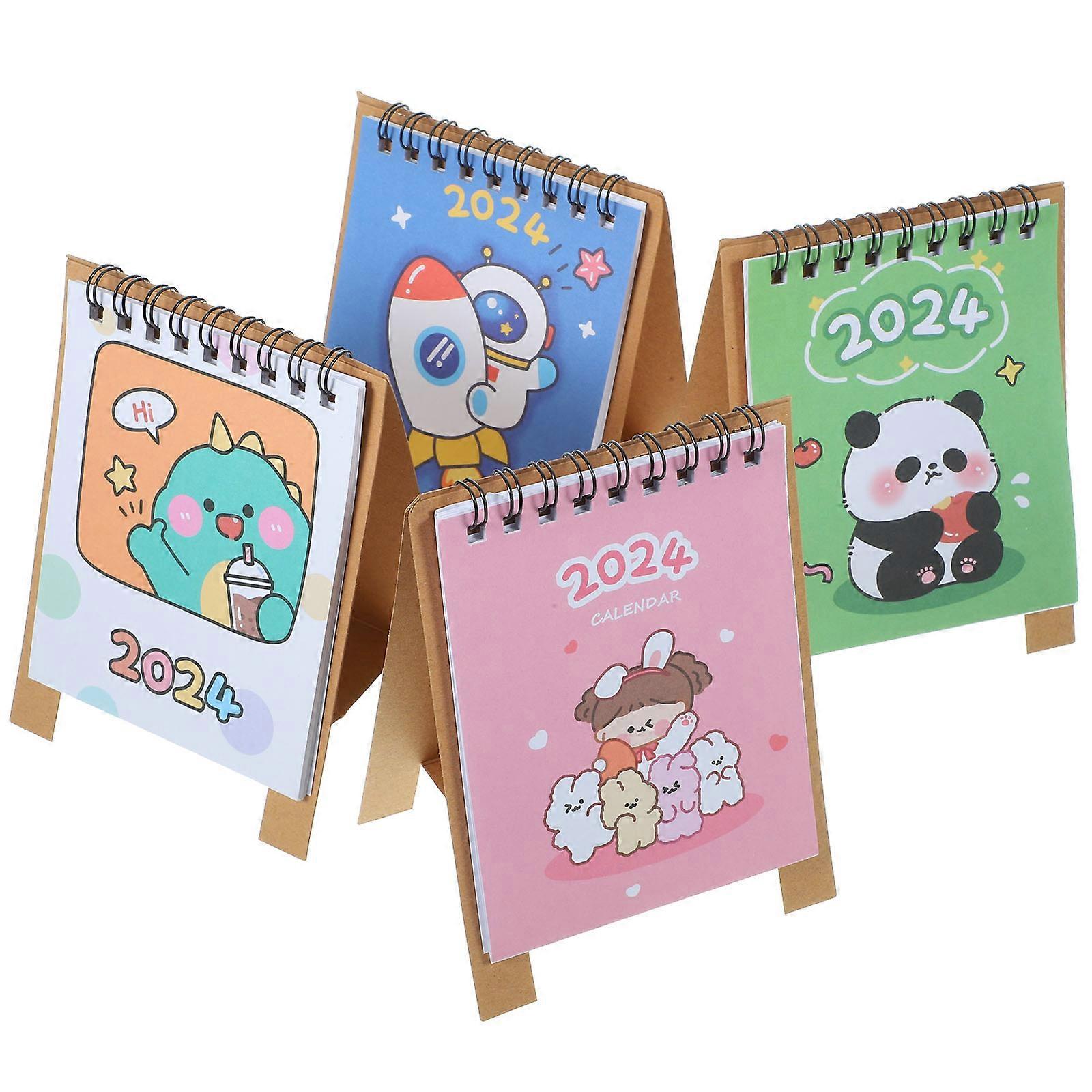 Daily Flip Calendar Tabletop Calendar Home Office Decor Assorted Color 12.5x9.4x5.8cm Time Scheduling 4Pcs