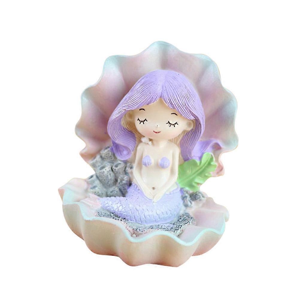 Small Mermaid Figurine Resin Ornament Home Decoration Simple Style 8.4X7.5X9.3cm Portable 1Set