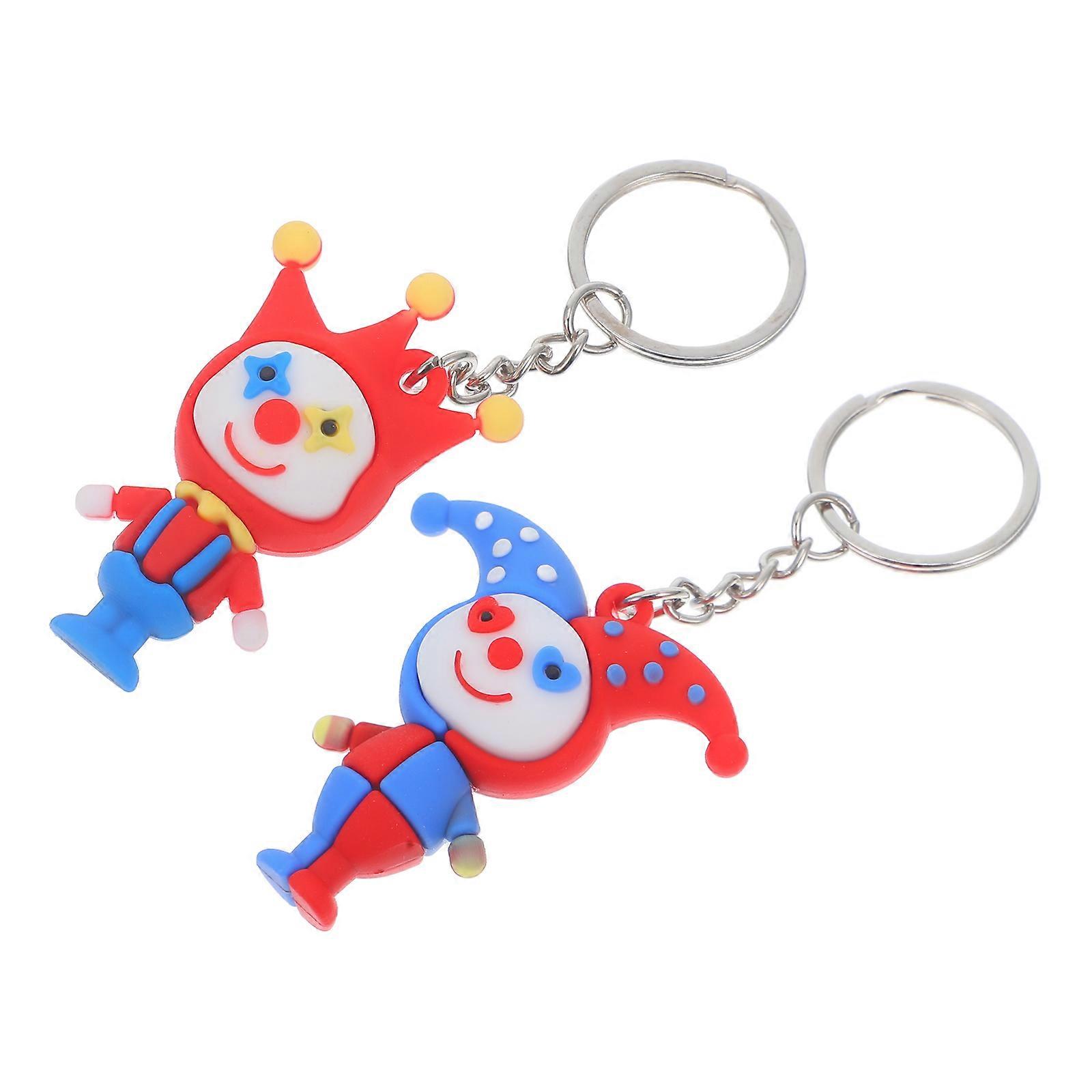 Clown Shape Key Chains for Decor Featuring 2Pcs Clown Pendant Keychains