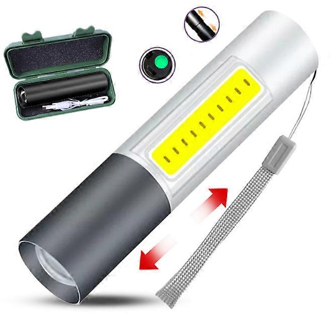 Flashlight Rechargeable, Super Bright Small LED Flash Light-Zoomable,Adjustable Brightness,Long Lasting for Camping,Outdoors(silver)