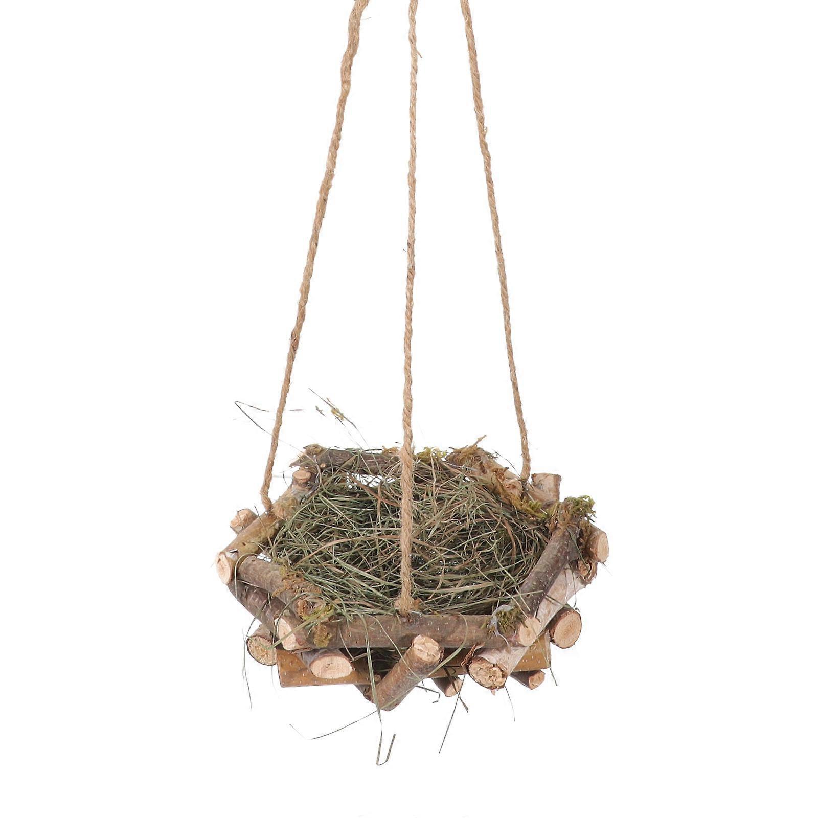 Hanging Bird Nest Decor Straw Woven Bird Nest For Bird Enthusiasts Realistic Compact Design 30x15cm Decorative 1Pack
