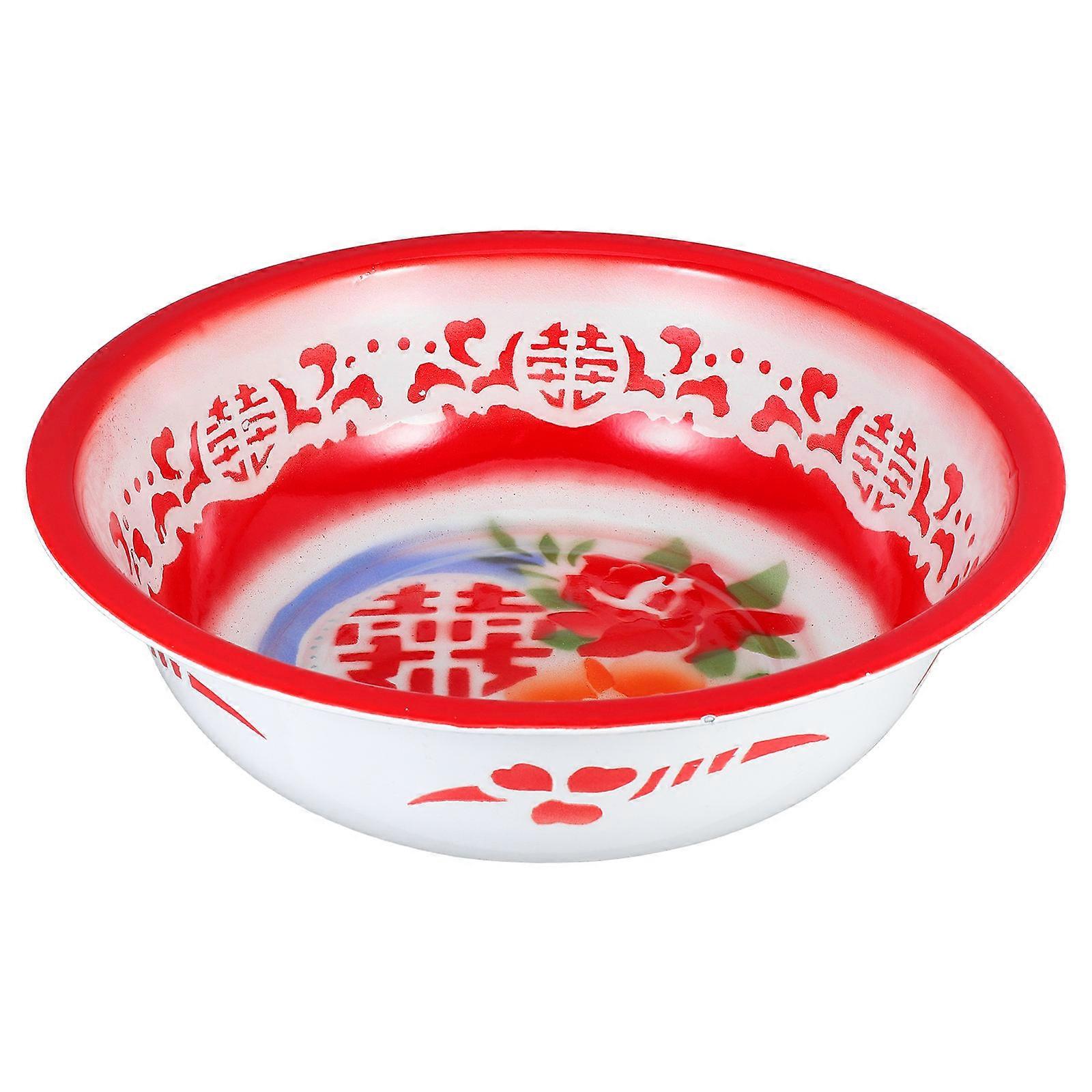 Retro Enamel Noodle Bowl Enamel Basin For Kitchen Use Multi 36.00X36.00X11.00CM Face Washing 1Set