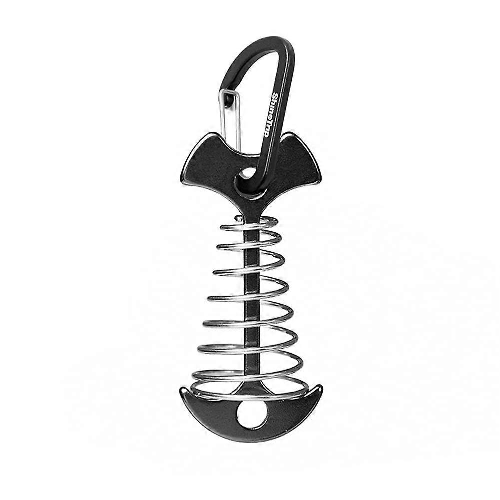 Tent Pegs Black With Spring Buckle Wind Rope Fixed Hook Deck Anchor Pegs Herringbone Style For Camping