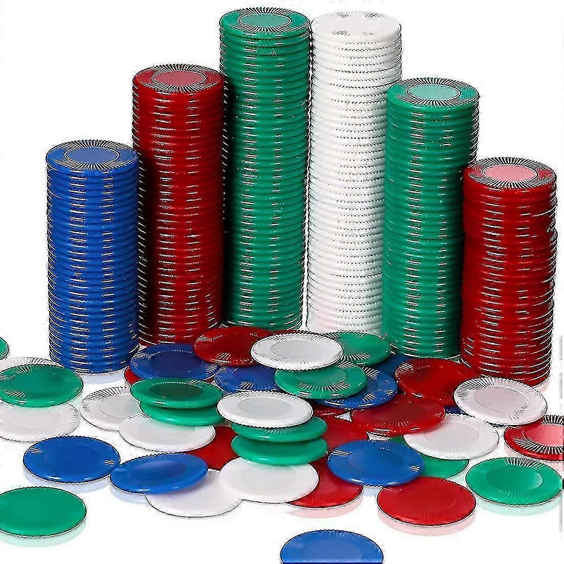 400 Pieces Plastic Poker Chips Game Chips 4 Colors Counter Card For Game Playing Counting Bingo Gam