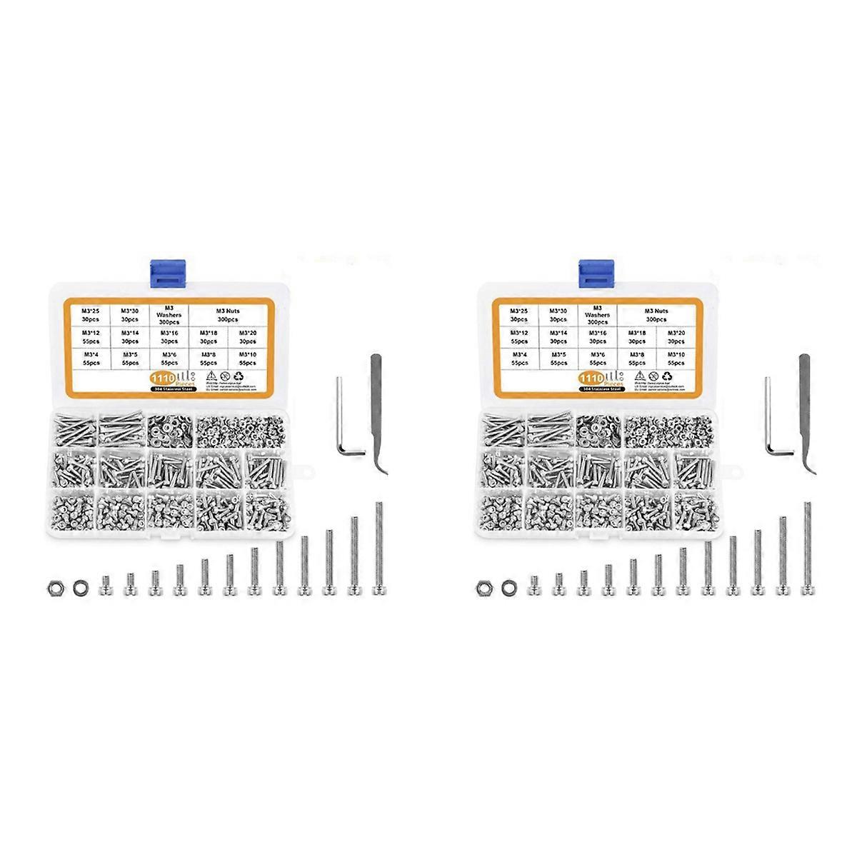 M3 Screws Nuts Washers Assortment Kit with Hex Wrenches