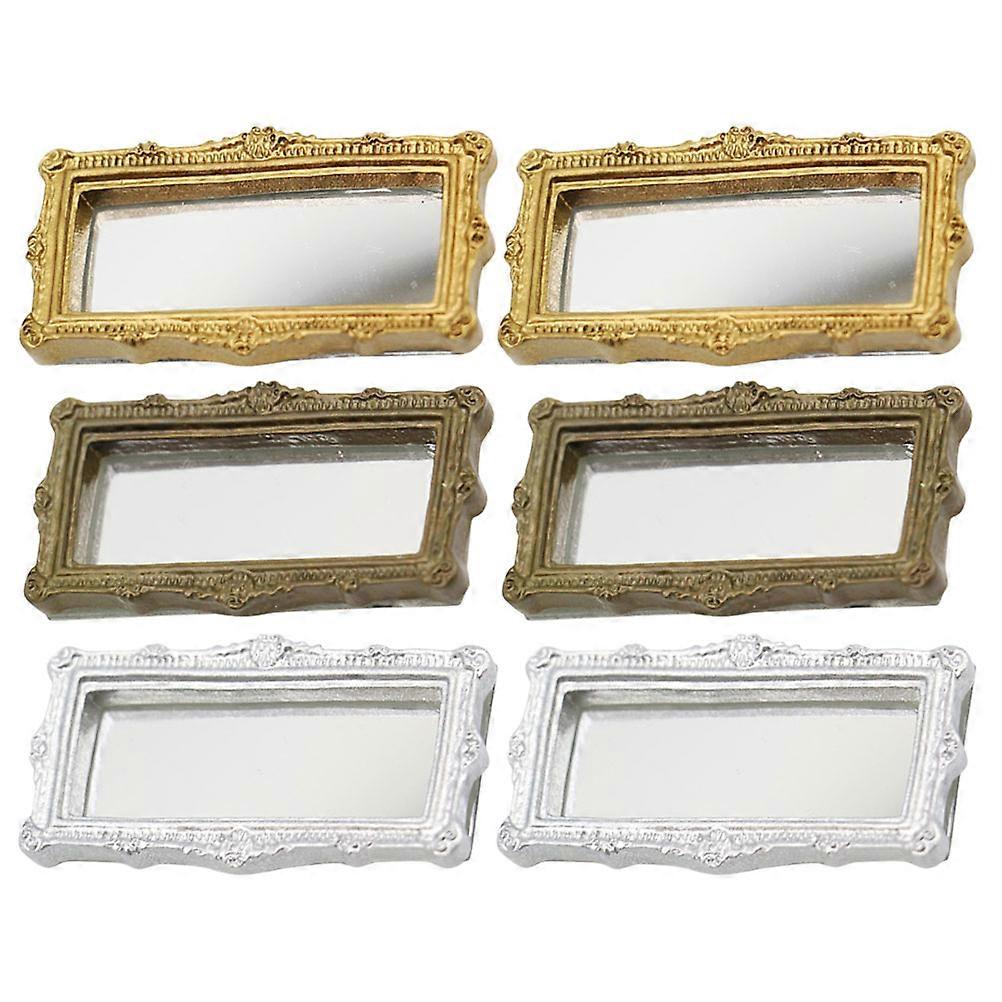 6 Τμχ Μινιατούρες Καθρέφτες Κουκλόσπιτου Ρητίνης, Αντίκες Χάλκινο Τετράγωνο Σχέδιο Διακοσμητικοί Μίνι Καθρέφτες Για Παιχνίδι Προσποίησης, Ανάπτυξη Δεξιοτήτων και Διακόσμηση Κουκλόσπιτου