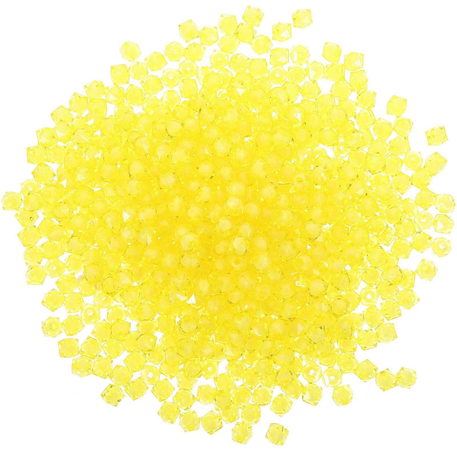 Acrylic Cube for DIY Jewelry Making – Multi Functional Loose Beads in Lemon Yellow for Bracelets, Necklaces, and Hair Accessories