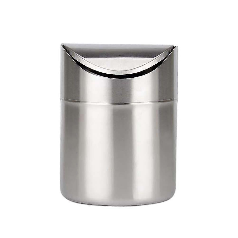 Desktop Trash Can 1Pcs Silver Rust-Resistant Waste Can for Home Use