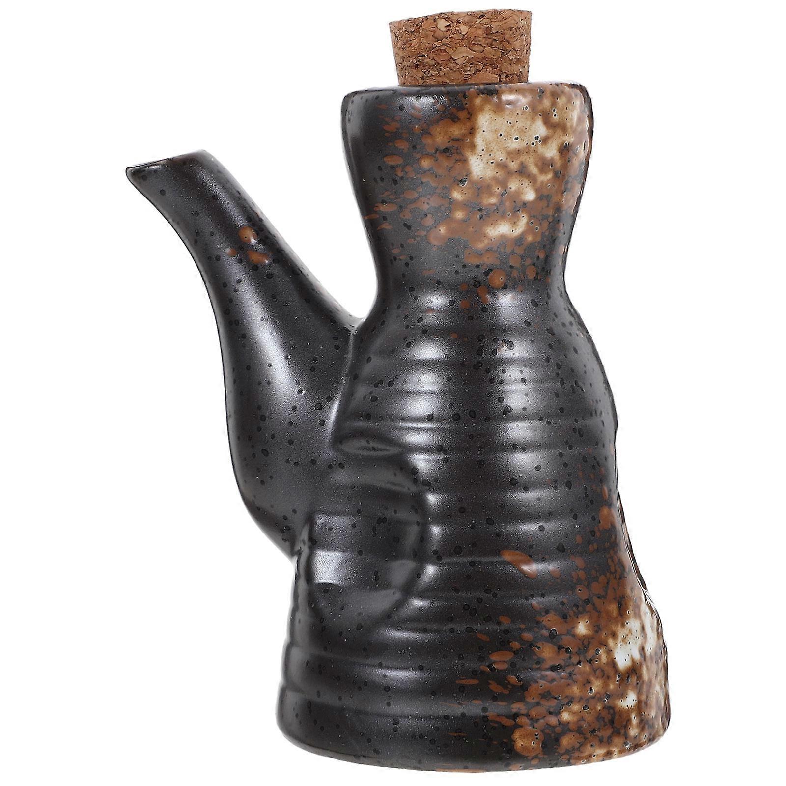 Ceramic Soy Sauce Dispenser Traditional Japanese Style Pour Control For Home Use 1Set
