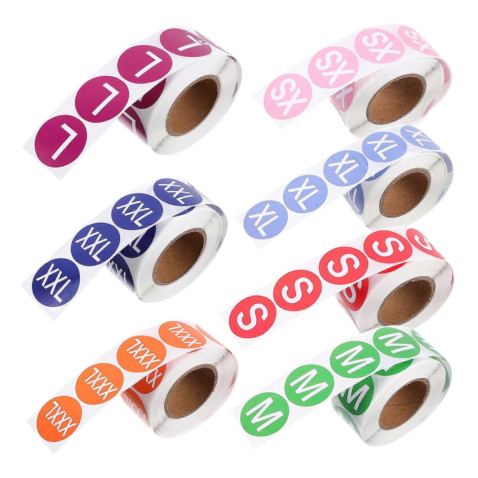 7 Rolls Self Adhesive Round Clothing Labels with Stickers for Retail & Home Use – Strong Adhesion & Easy Application for Sizes XS to XXXL