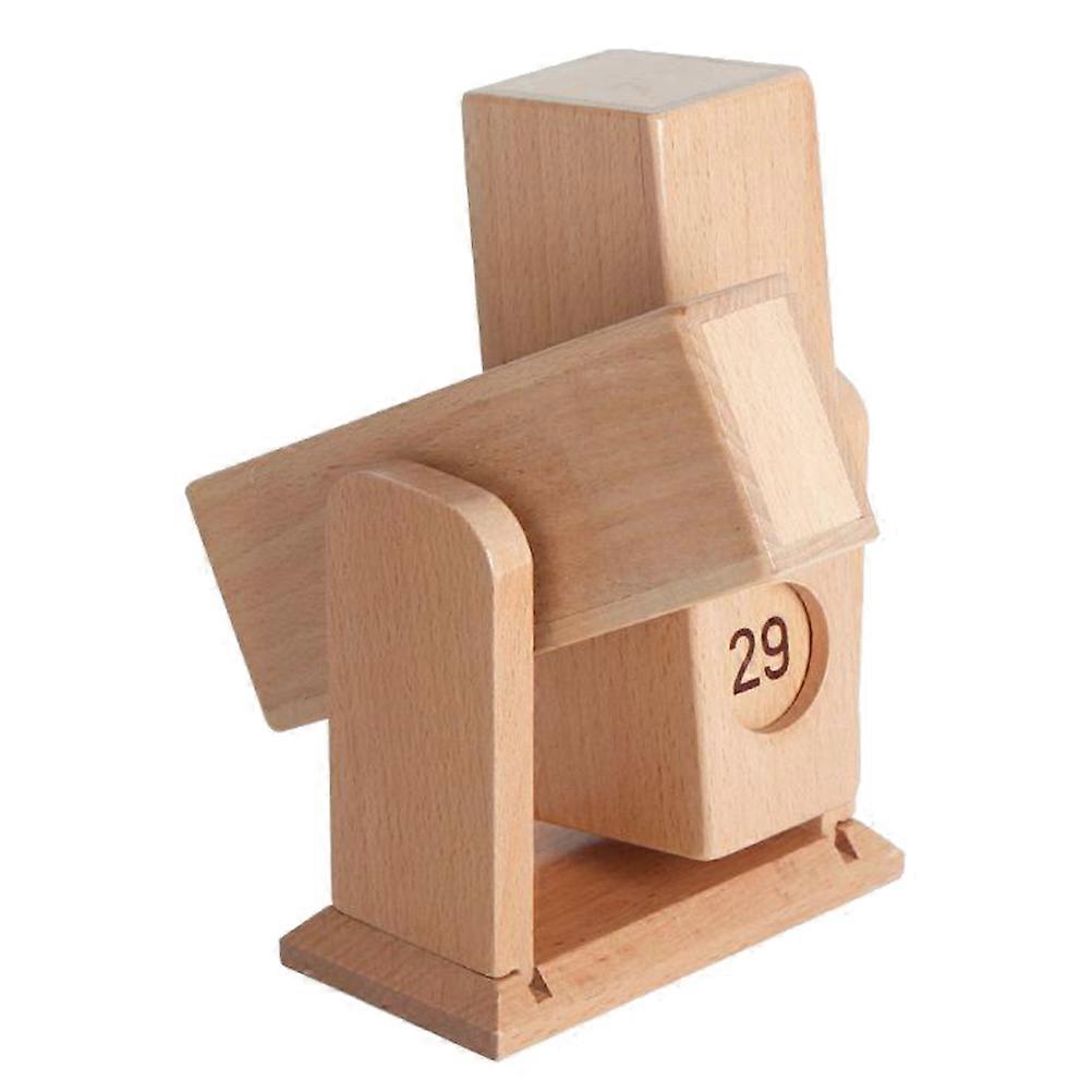 Desktop Calendar Wood Creative Calendar Practical Usage For Desk 17x12cm 1Set