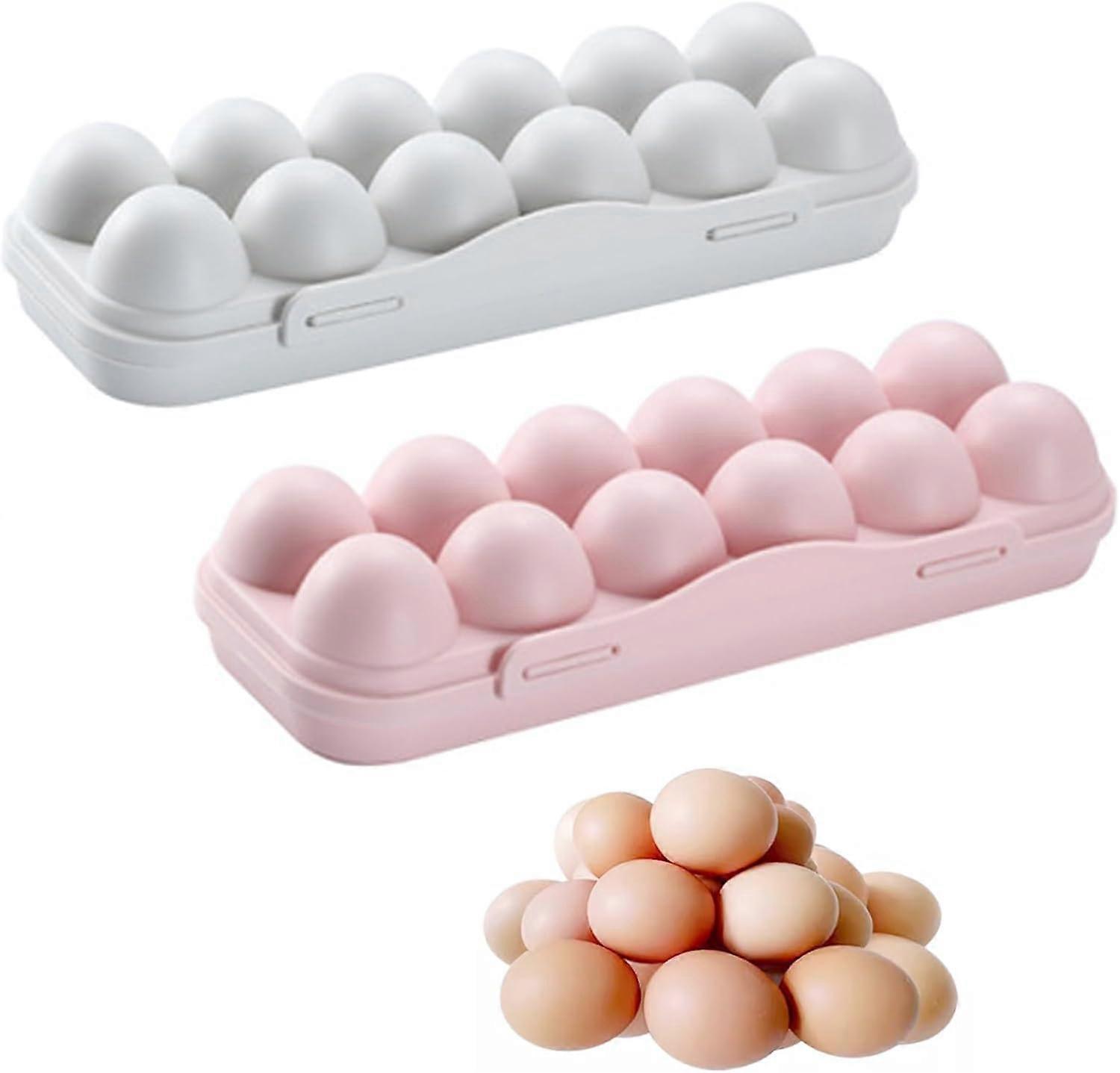 Egg Storage Box with Lid, 2 Pieces Stackable Egg Container, 12 Grids Egg Storage Box (AAA)