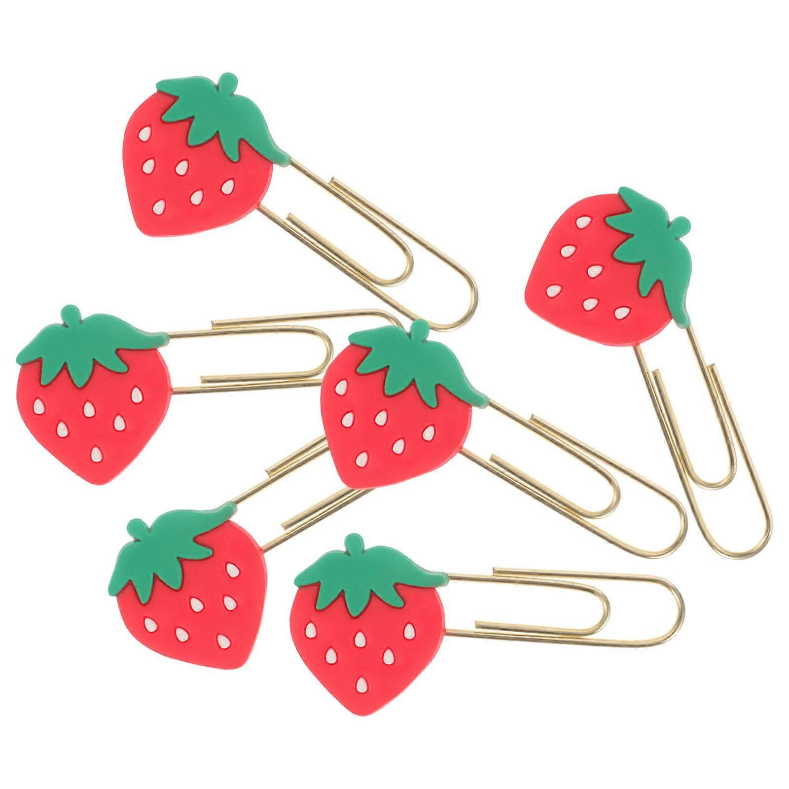 Creatieve paperclip bladwijzer aardbei Koreaanse stijl binding gebogen vorm metaal 8st