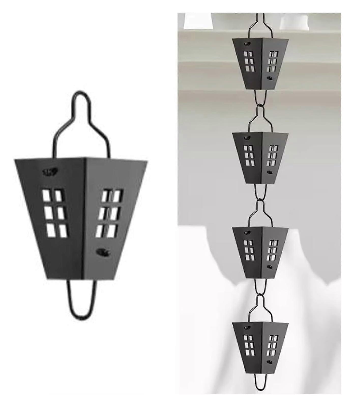 Steel Leaf Rain Chain, Metal Gutter Downspout Diverter, 2m Square Rain Collector for Patio, Veranda, and Yard Decor
