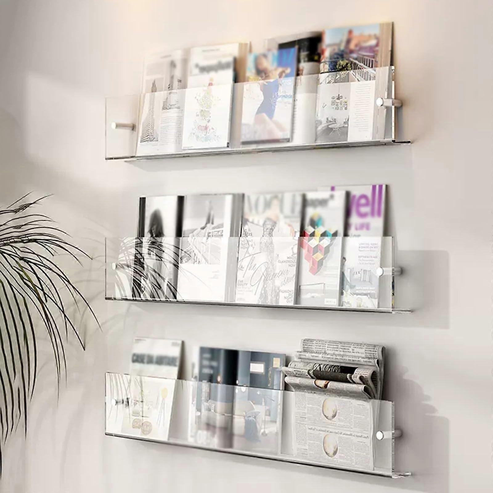 Acrylic display holder, 8.5 x 11 inches, wallmounted, transparent shelf for records, magazines, documents