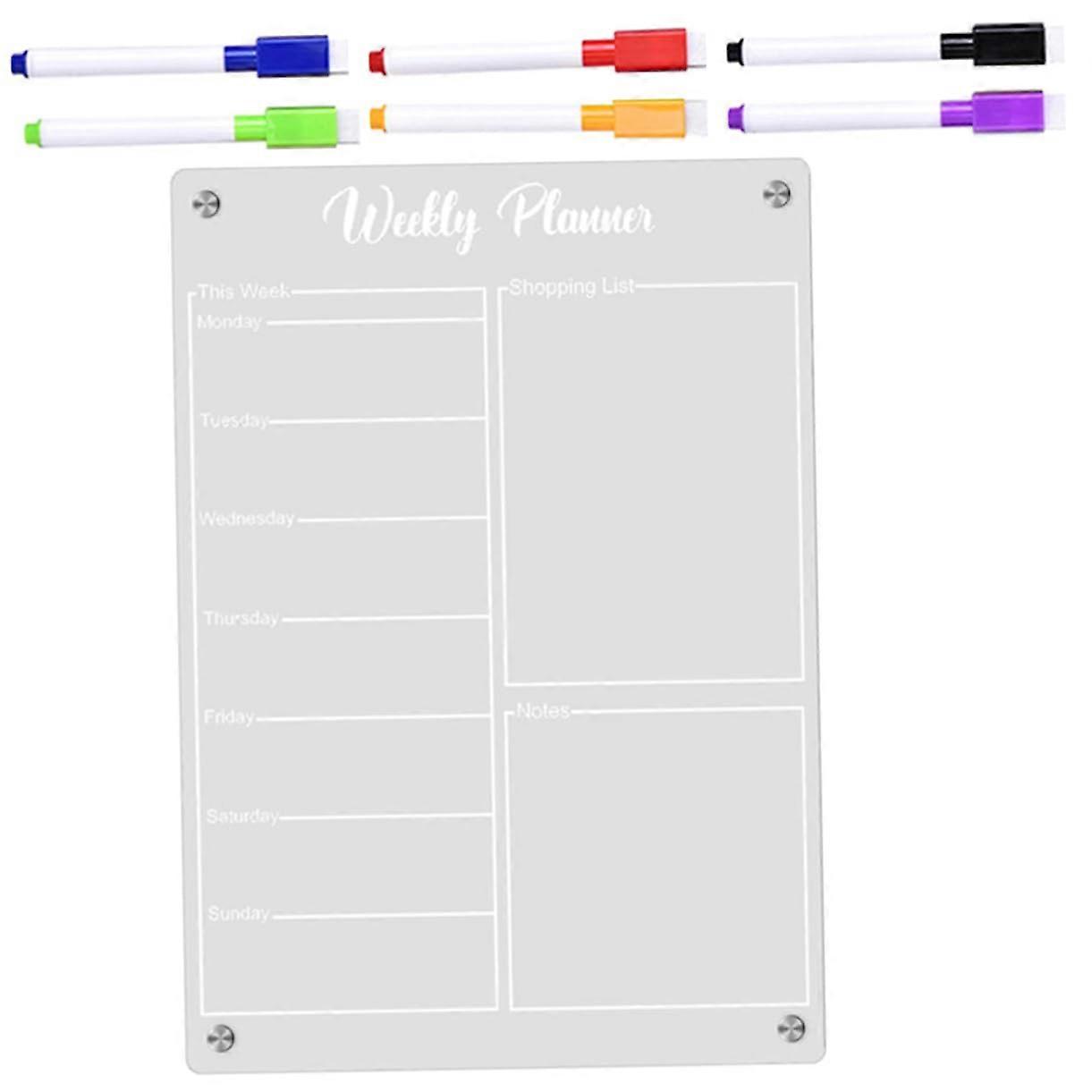 1Set Refrigerator Whiteboard Magnetic Erasable Planner Board with Markers for Easy Notes for Family Organization and Reminders