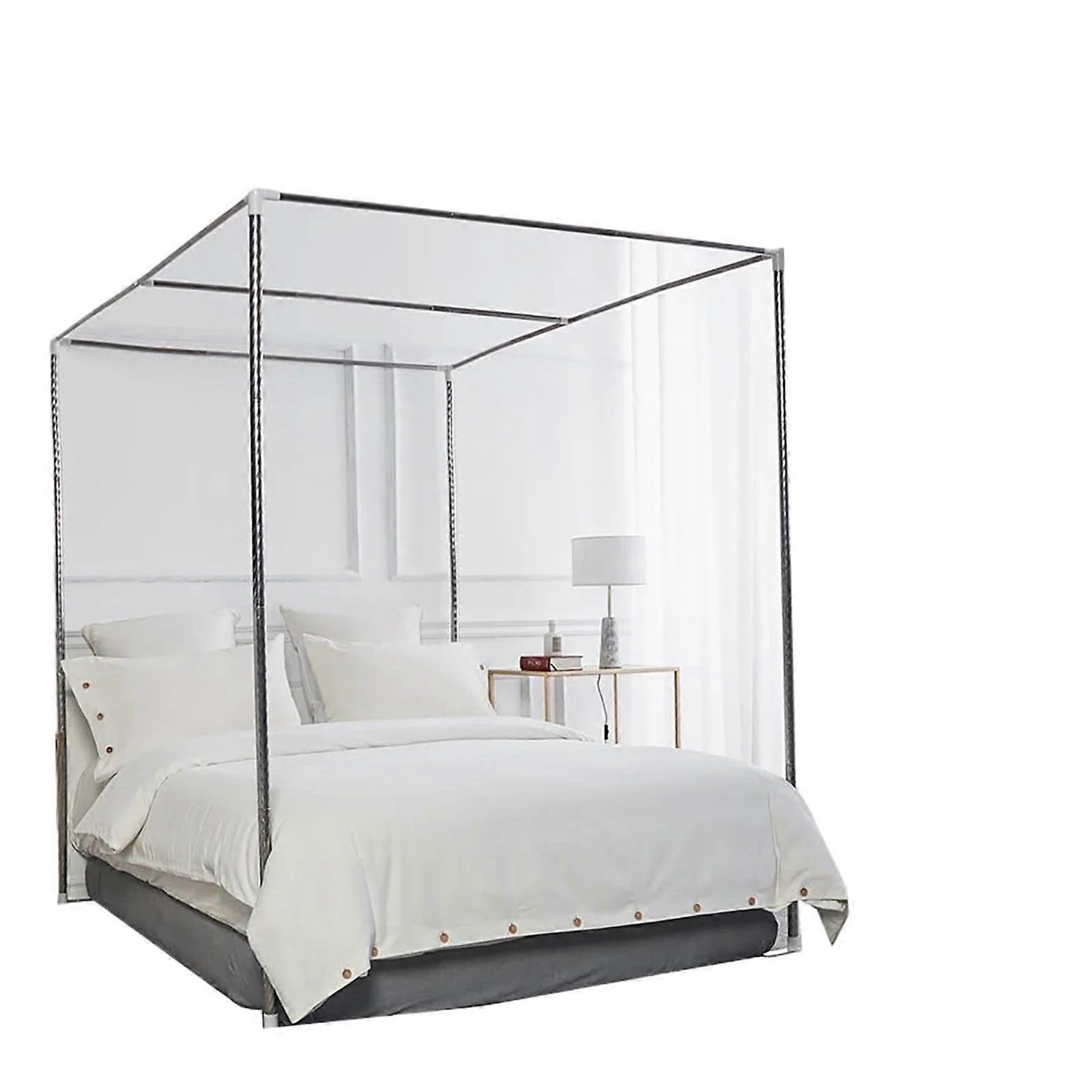 Stainless steel bed canopy frame 21mm 4 corner post bed canopy mosquito net holder stainless steel mosquito net frame no mosquito net (1.35mx2.0m)