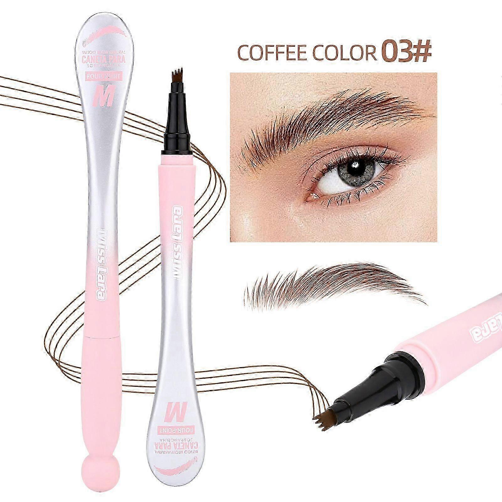 Waterproof Liquid Eyebrow Pencil 4 Teeth Durable Waterproof and Sweat Proof 3D Eyebrow Pencil Easily Create Natural and Provided Brows