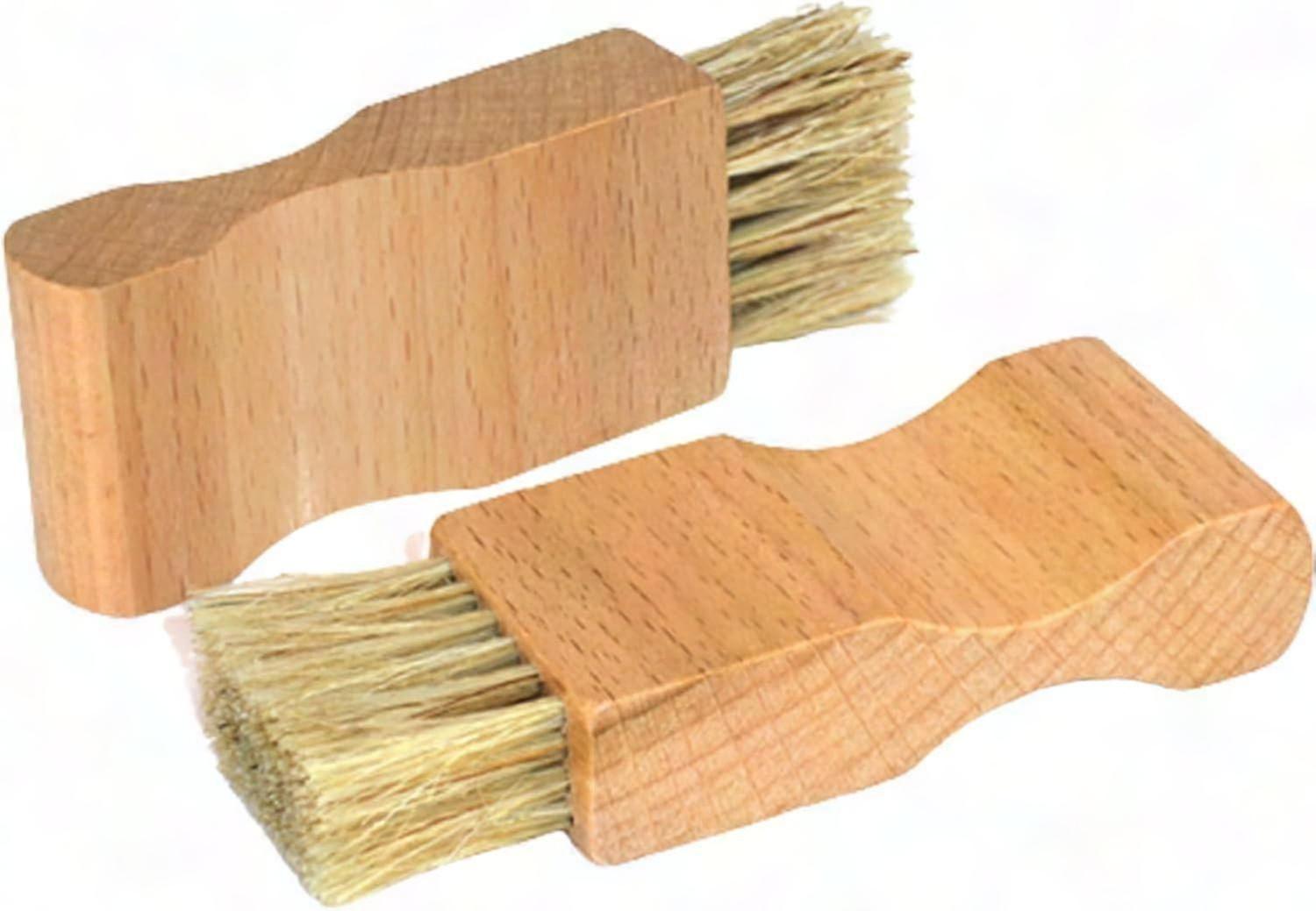 2 قطعة فرش قضيب تلميع الأحذية - فرش تنظيف مقبض خشبي صغير للأحذية الجلدية والأحذية والحقائب