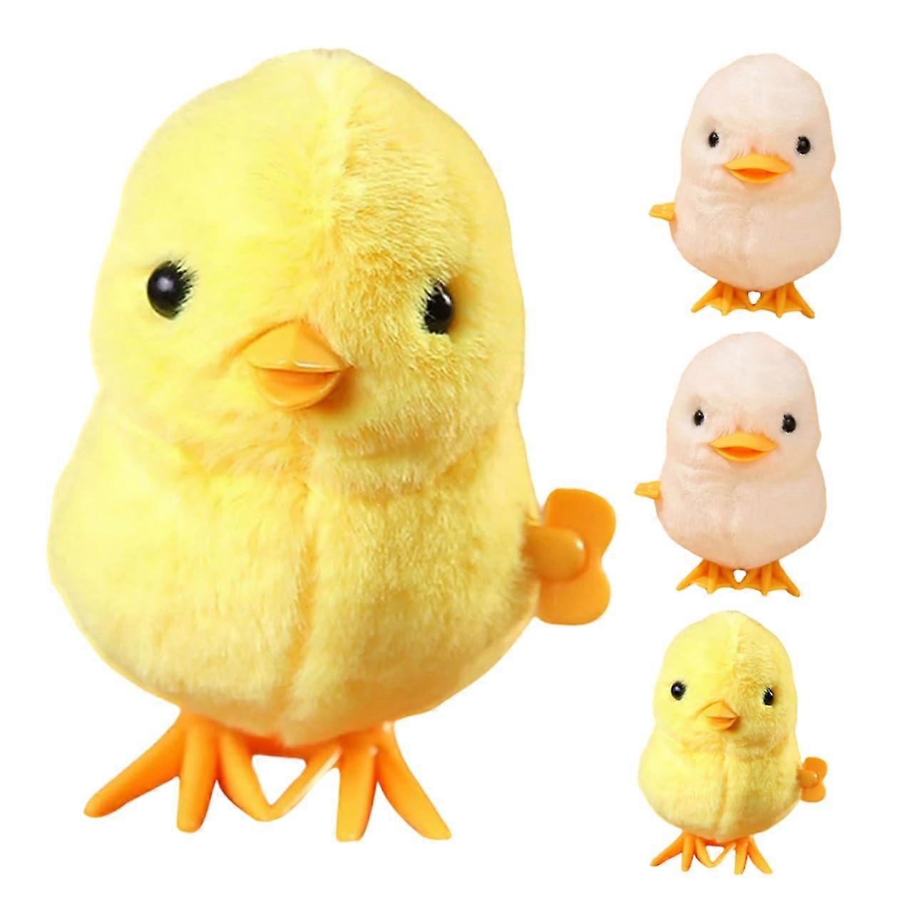 Bouncing Chicken Toy Set of 4 for Farm Animals - Colorful Pull Toy, Spring-Loaded, Plastic Holiday Fun
