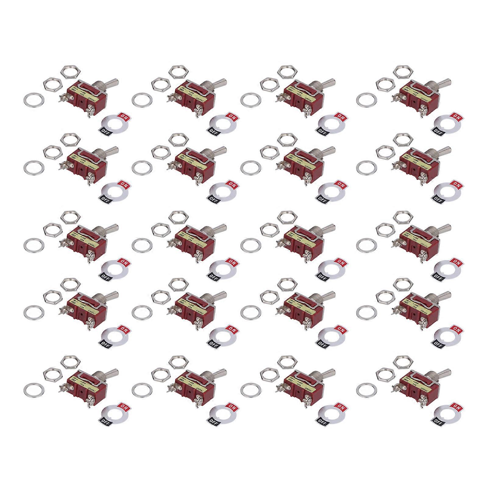 20 Sets Rocker Switch 3 Pin 2 Speed Self Locking Screw Connection Toggle Switches AC 15A