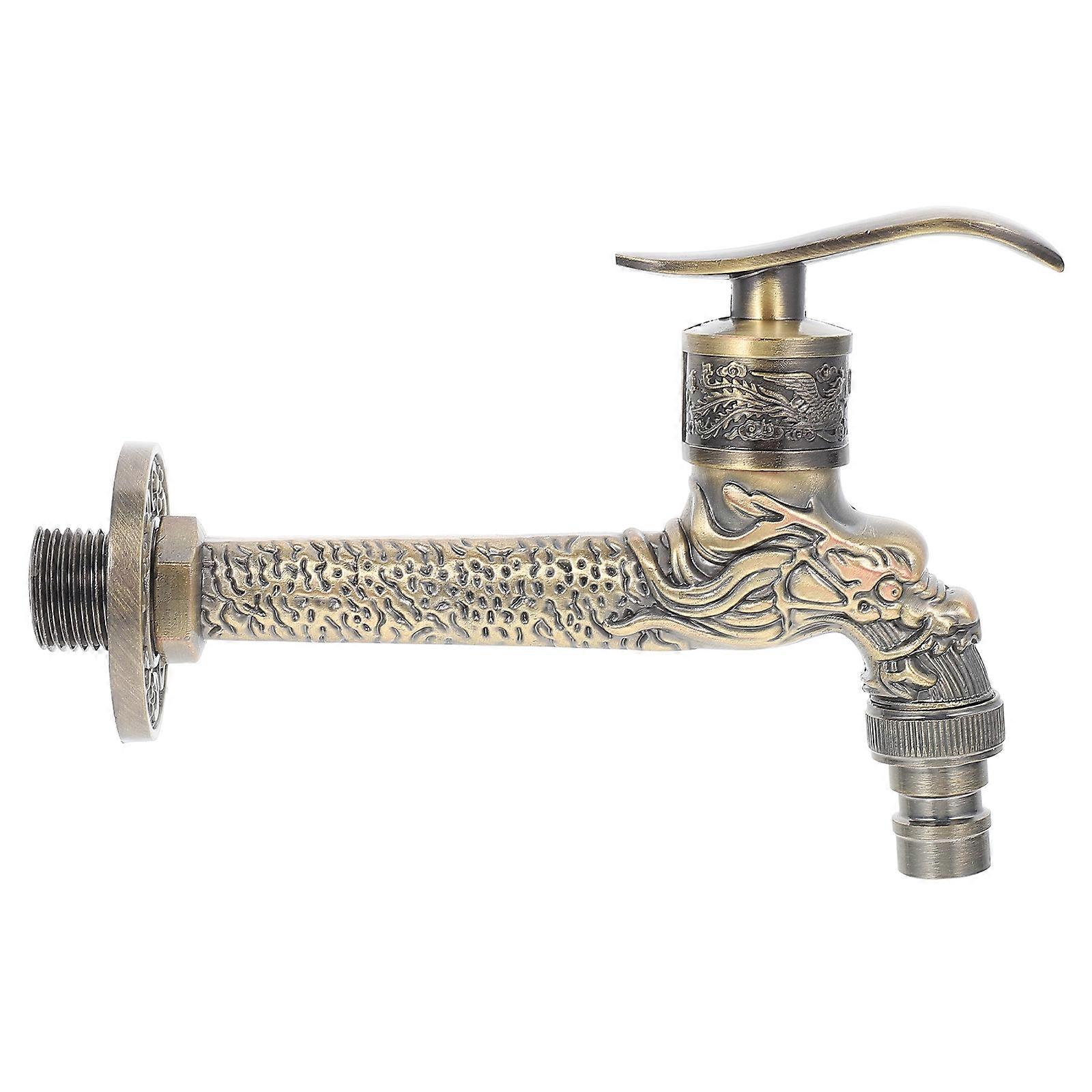 Antique Style Zinc Alloy Wall Mount Faucet Single Cold Water Tap for Laundry Mop Pool Garden Sink Durable Easy Operation Smooth Quick Open Valve