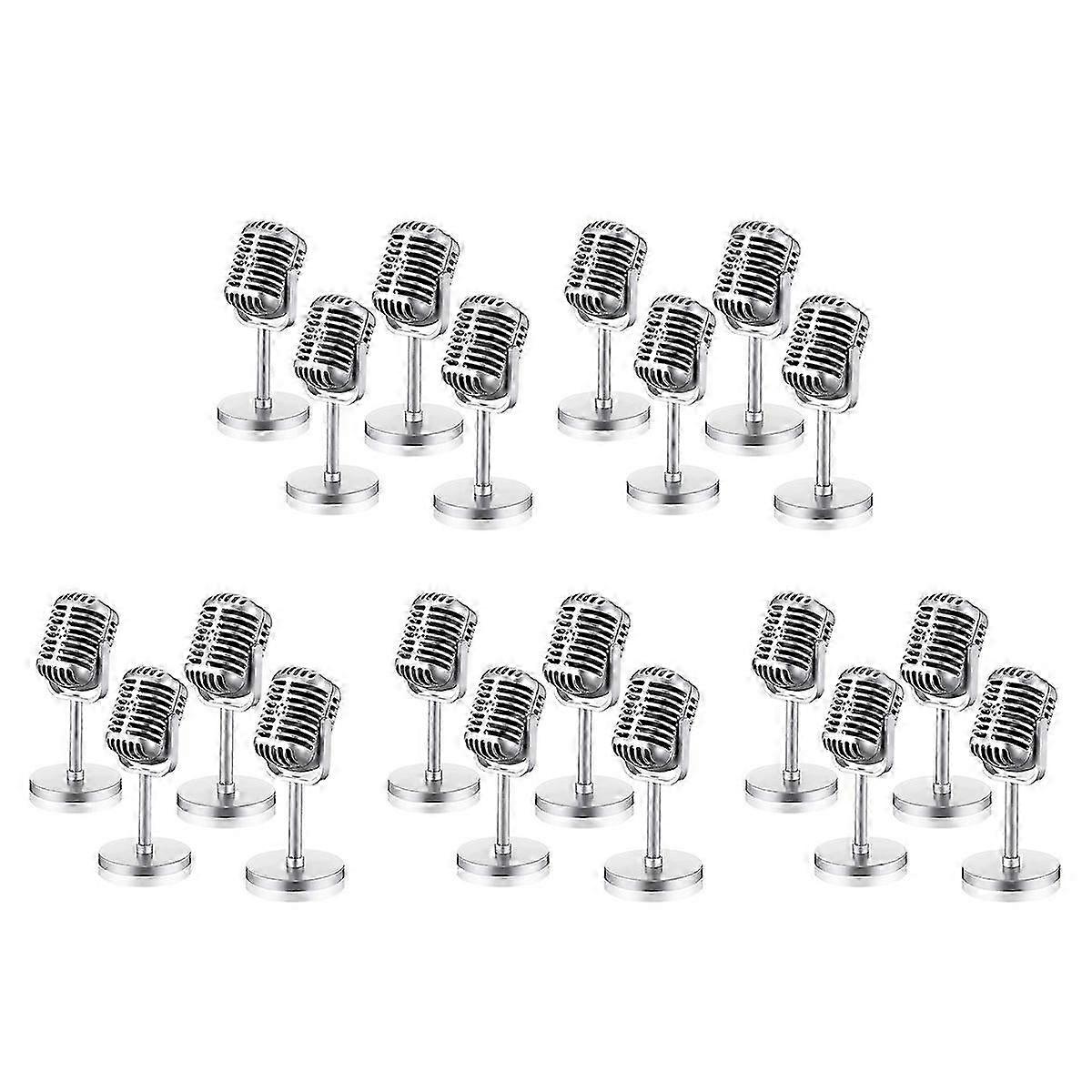4Pcs Retro Mikrofon Requisiten Modell Vintage Mikrofon Antik, Silber