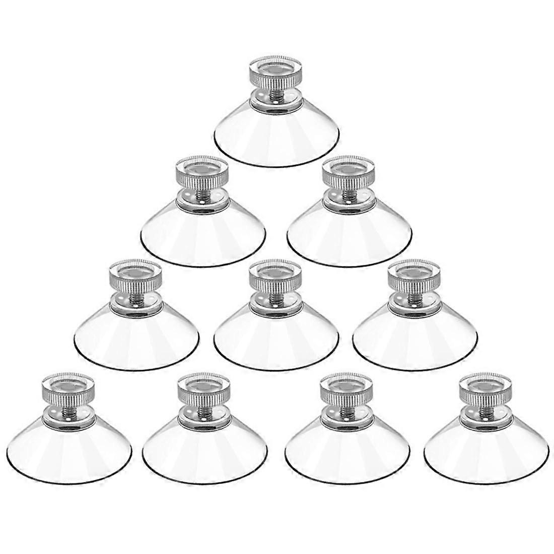 Pack of 10 Transparent PVC Suction Cups with Metal Screw Nut, Heavy-Duty Sticky Vacuum Cups for Glass and Windows