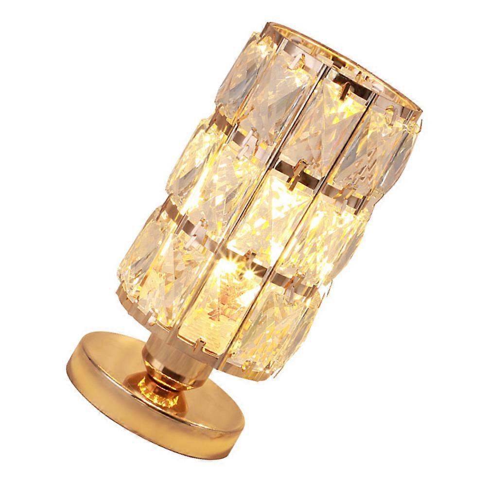 Crystal Night Stand Lamp Decorative Desk Lamp Golden 25.80X12.50X12.50CM Light Refraction 1Pack