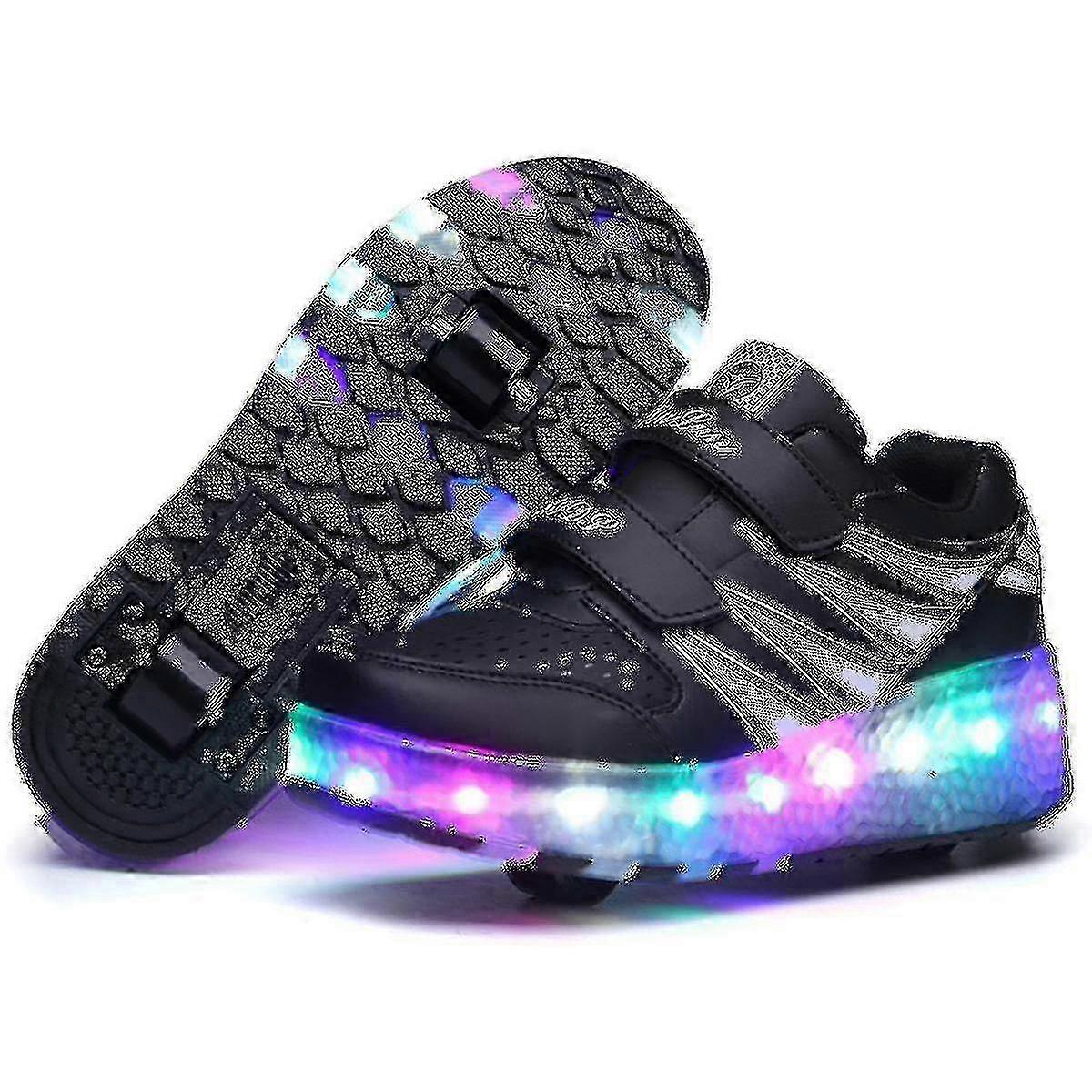 LED Light Up Roller Skating Shoes Double Wheel USB Rechargeable
