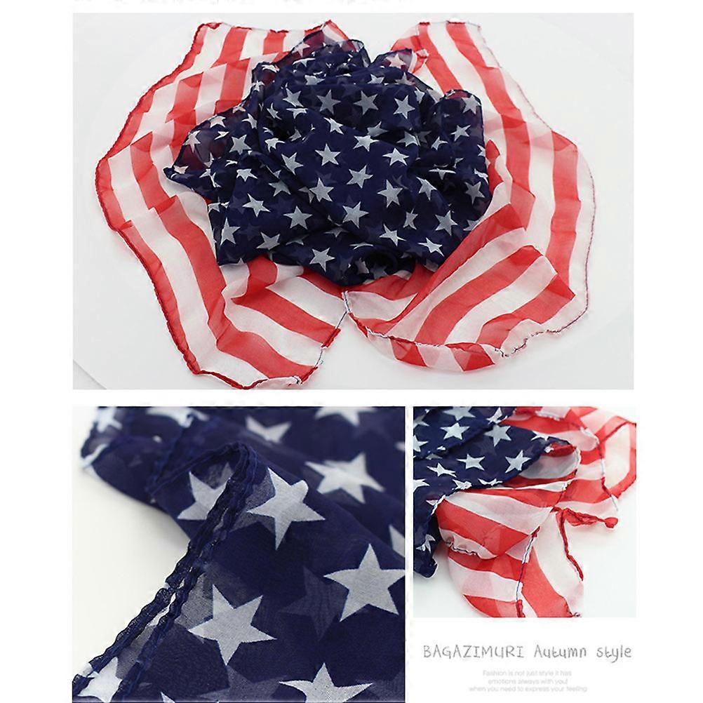 Picnic Mat Tablecloth American Flag Pattern Chiffon Shawl Scarf For Outdoor Activities Sofa Cover 1Set