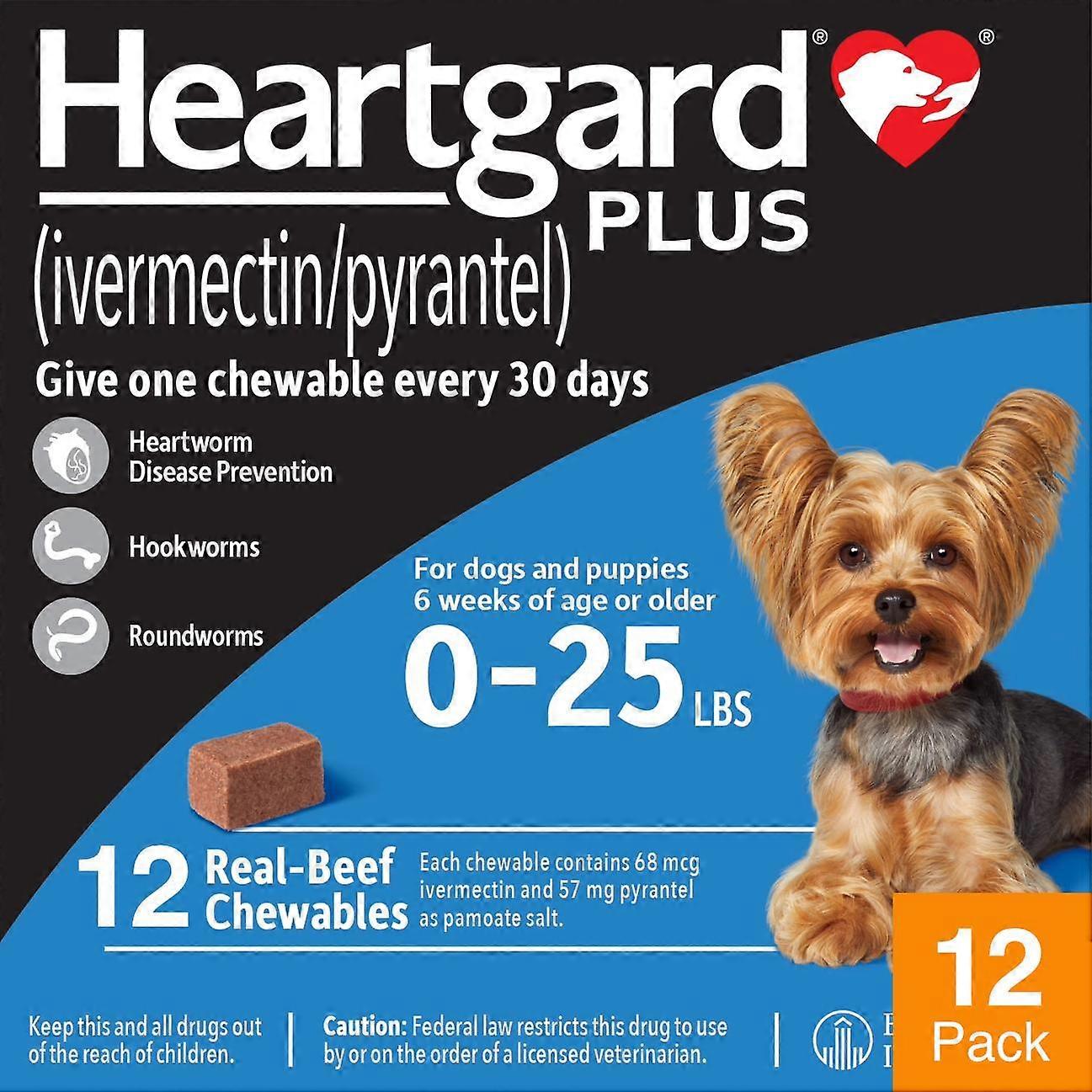 Heartgard Plus For Dogs Under 11 kg (25 lbs) - 12 Chewables