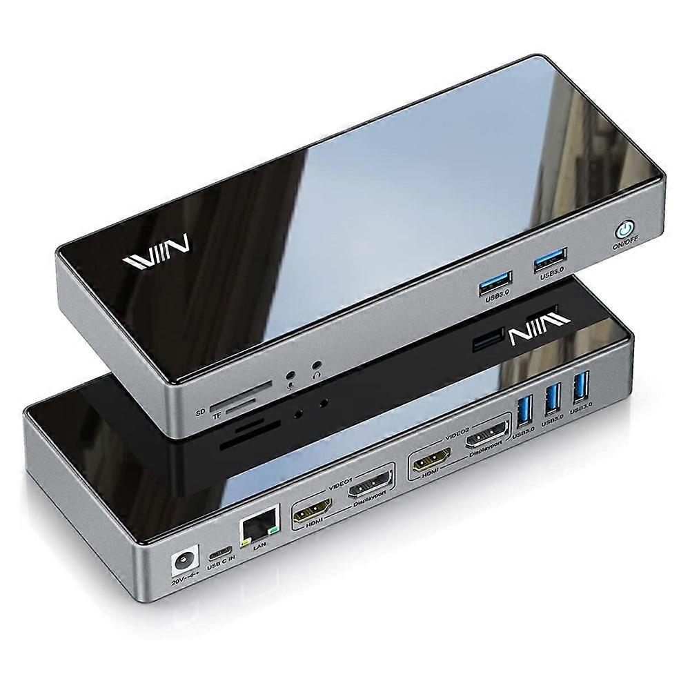 IVIIN IV-D6902 16 in 1 USB Docking Station with 5x USB 3.0 / HD / DP / Gigabit / SD and TF Card Reader, US Plug