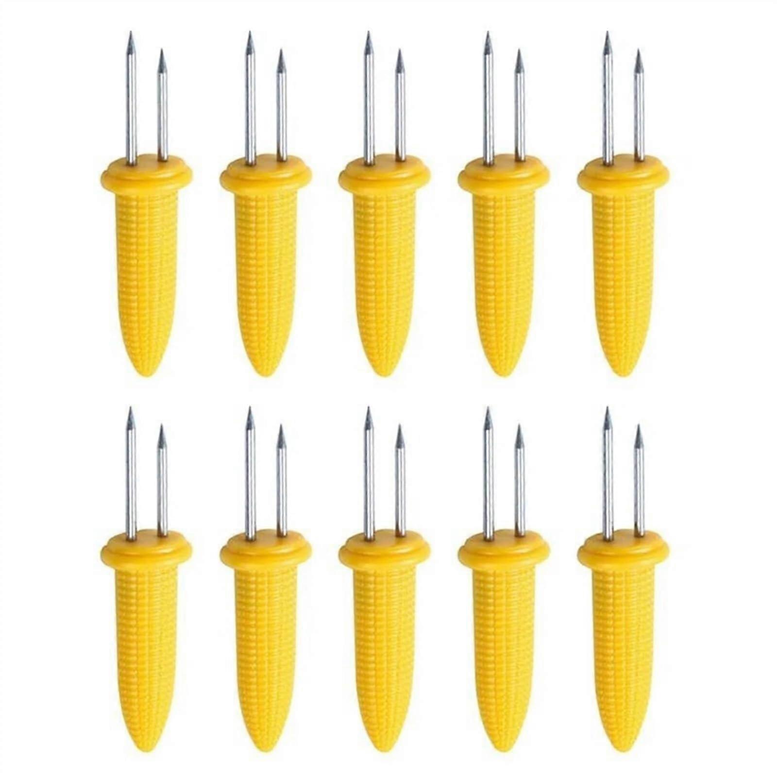 Stainless Steel Corn Holders - Pack of 10 Double Fork Skewers for Corn on the Cob, Home Cooking Forks, Durable and Easy to Use
