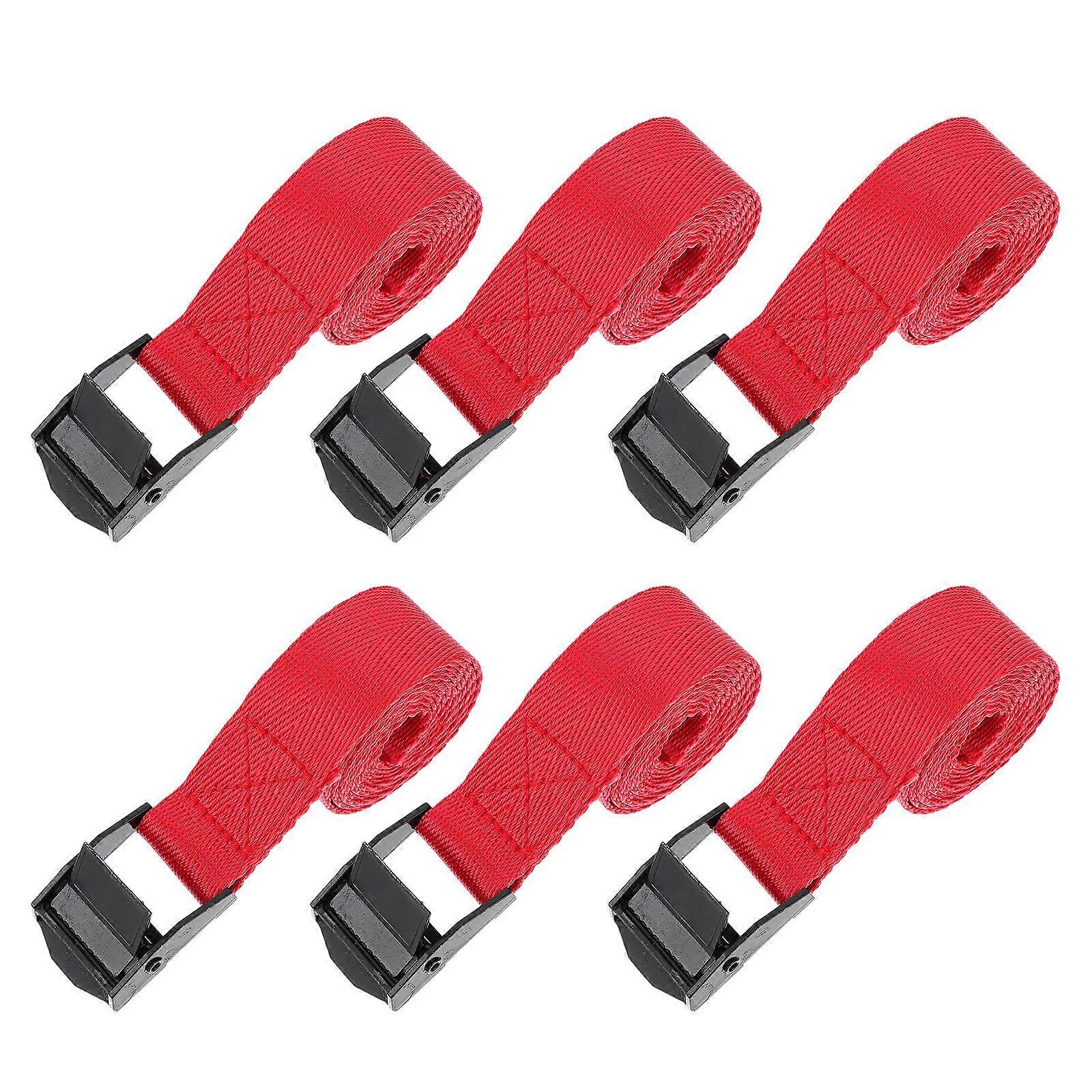 6pcs Red Nylon Cargo Belts with Sturdy Buckle for Fixing Use Strong and Durable 6Pcs