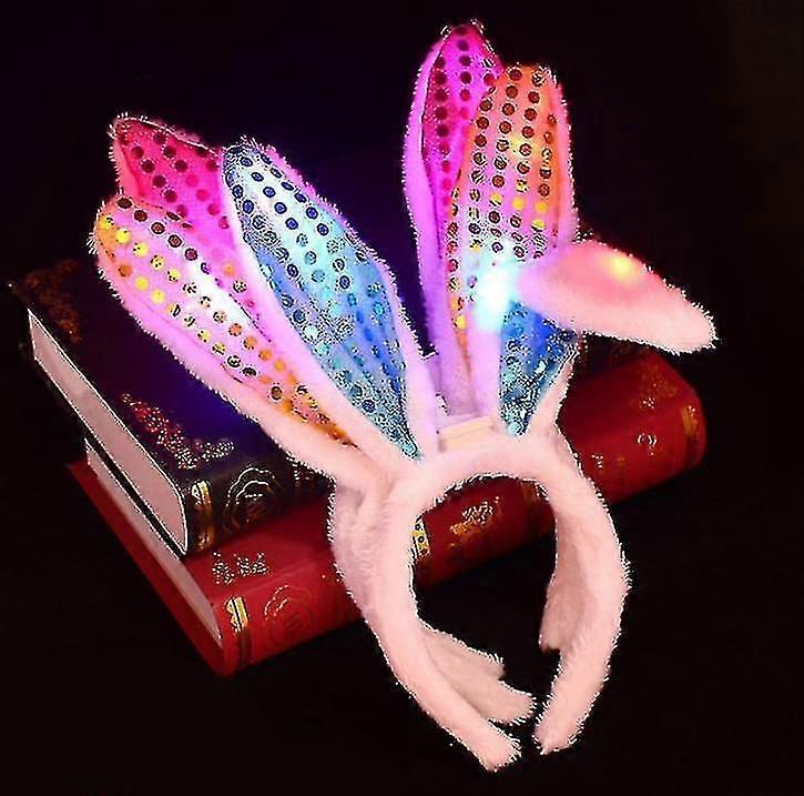 3 Paket Led Tavşan Kulak Kafa Bandı Sevimli Işık Yukarı Başlık Parti Süslemeleri A