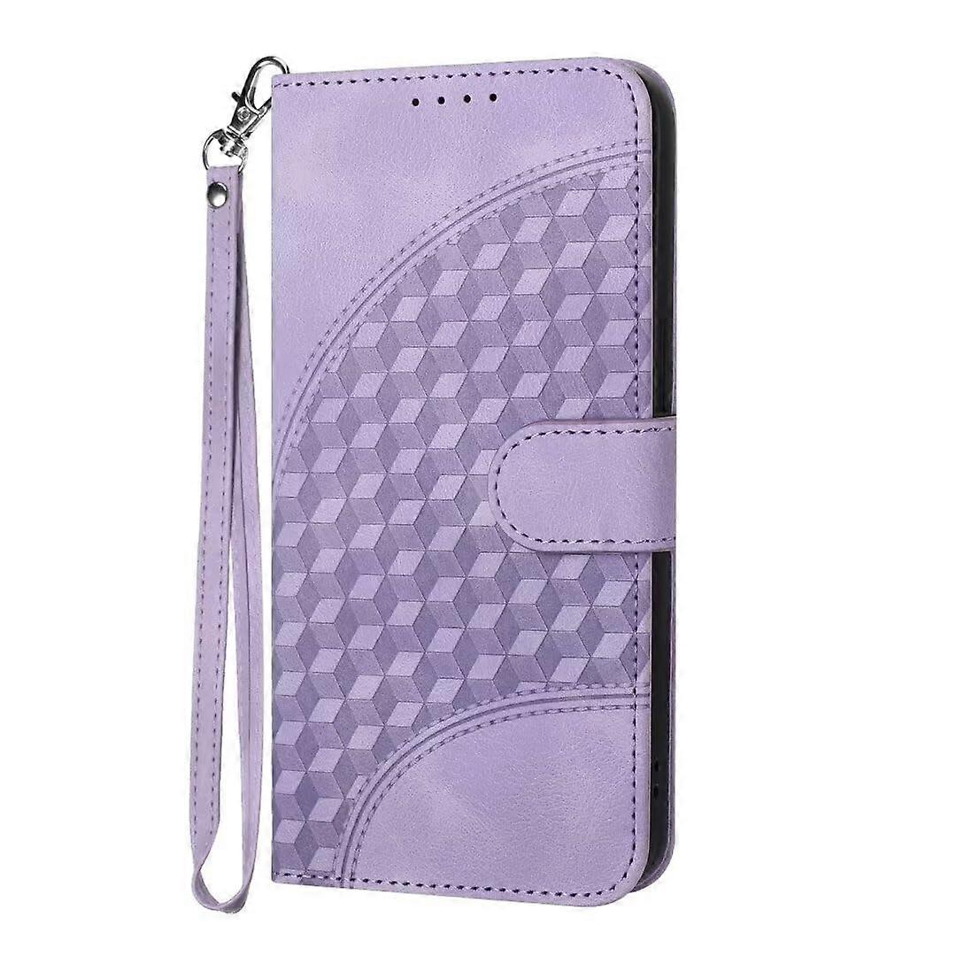 Case for OPPO A8/A31 - Grid Leather Flip Wallet With Magnetic Closure, Lavender, Stand
