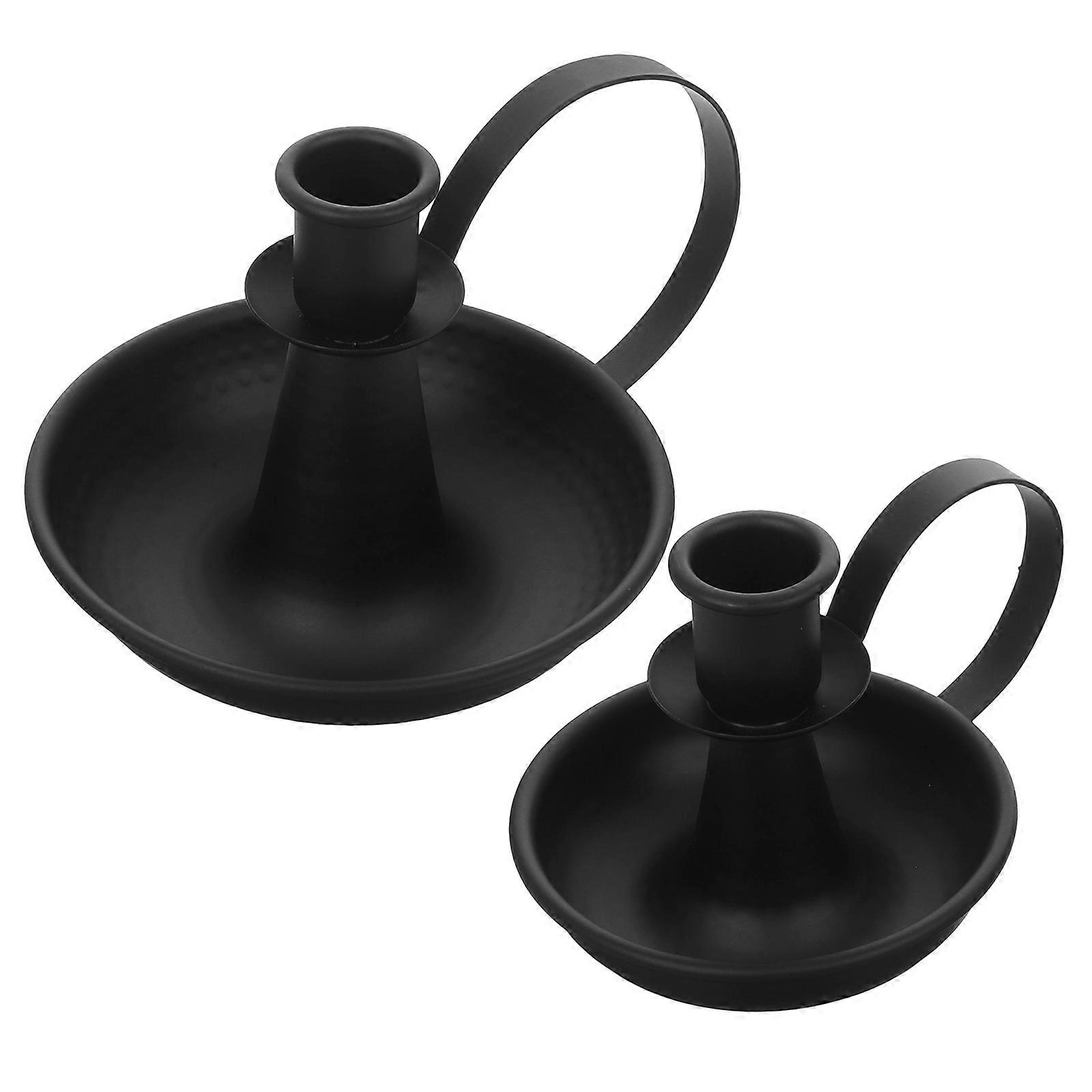 Retro Iron Candle Holder for with Stable Bottom and Craft 2pcs