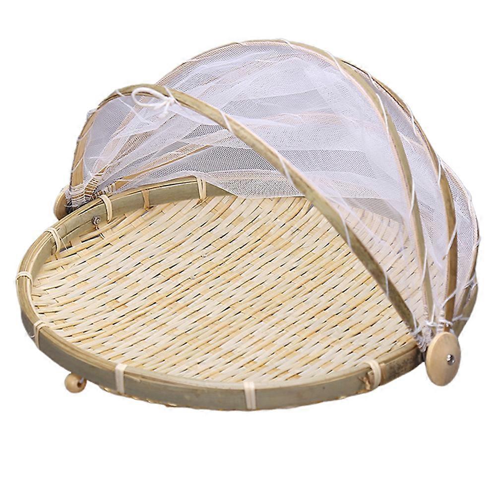 Hand Woven Bread Holder with Gauze Ideal for Storage Use Made of Synthetic Material Khaki Size