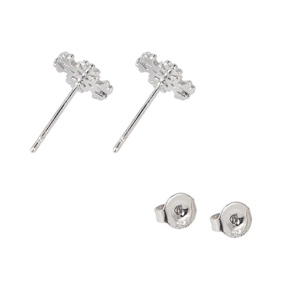 Festive Earrings For Women Christmas Earring Studs Snowflake Drop Earrings 0.8x0.8cm 3 Pairs Silver