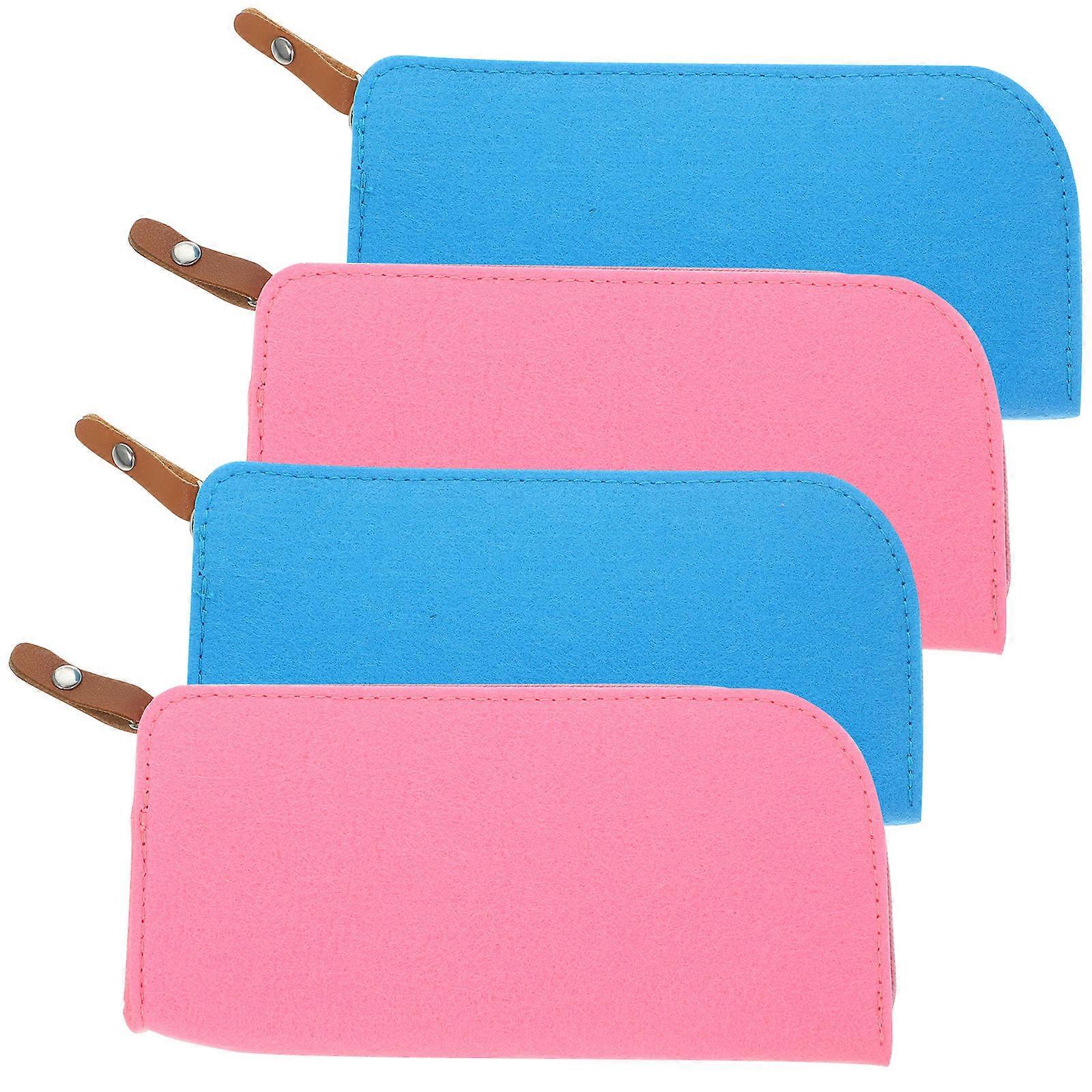 Felt and Aluminum Alloy Pencil Case with Large Capacity Lightweight Portable for Storage Assorted Color