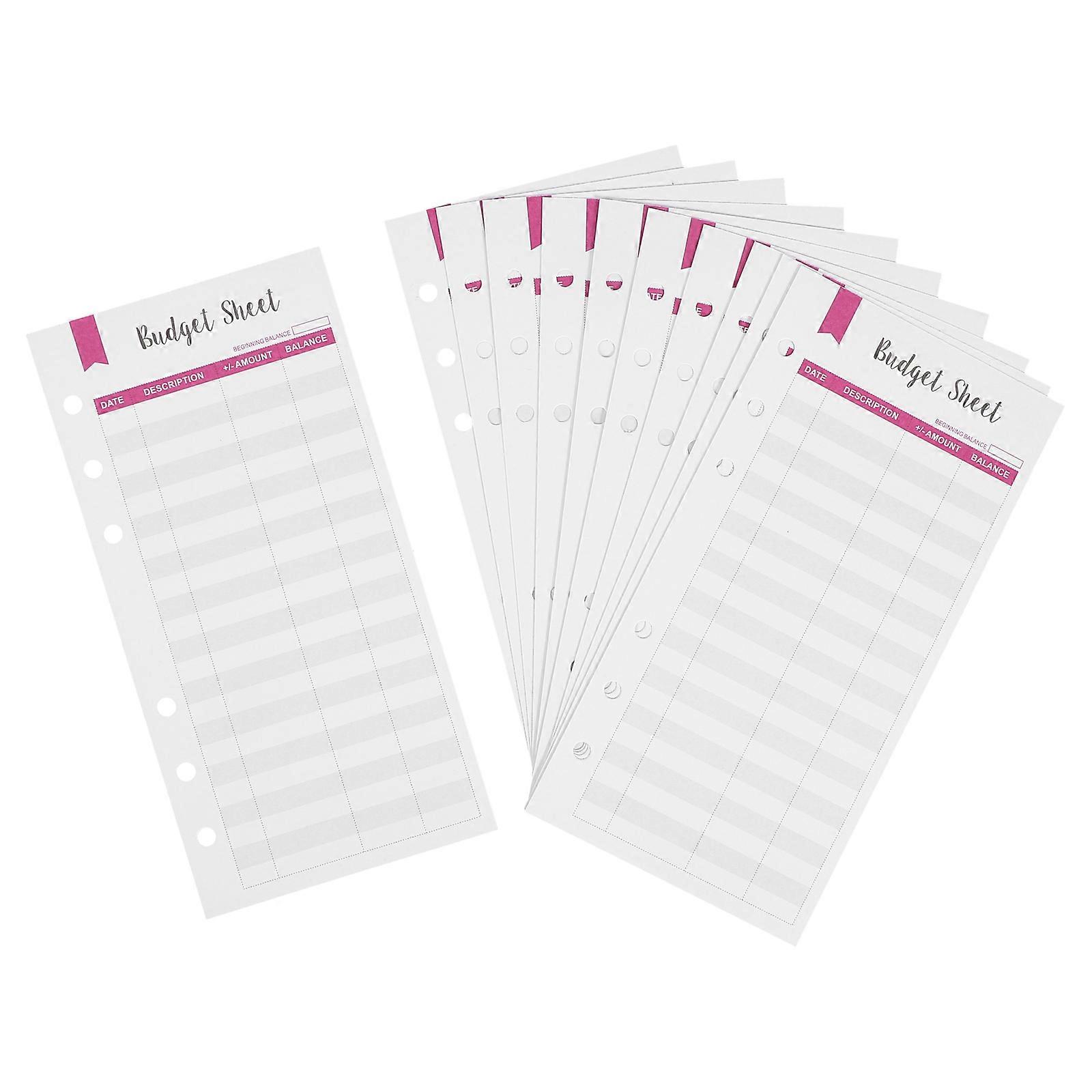 Red Budget Sheets for Binder Paper Expense Tracker 12 Pcs 6Hole Punched Practical Office Supplies
