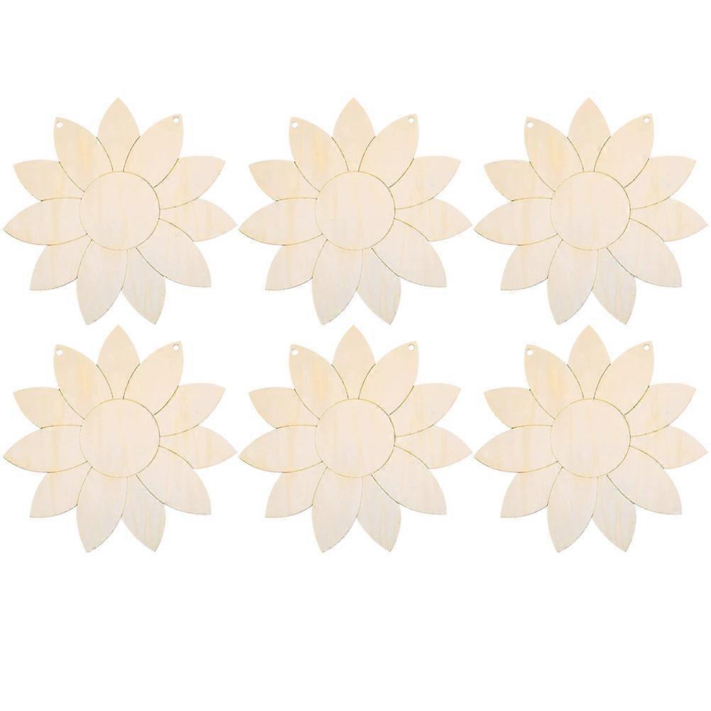 6Pcs Unfinished Wood Cutouts for Decor Khaki Graffiti Planks Smooth Surface DIY Craft Supplies