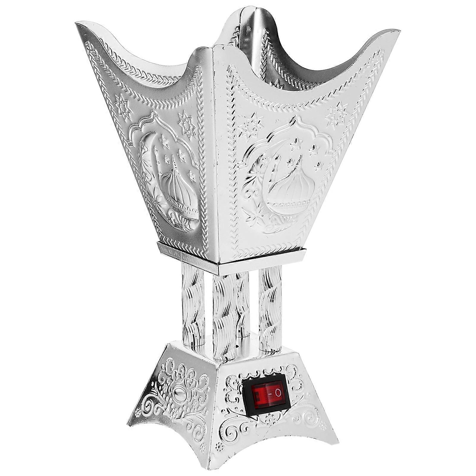 Silver Electric Incense Burner for Decoration with Arab Elements Iron Material Compact Size