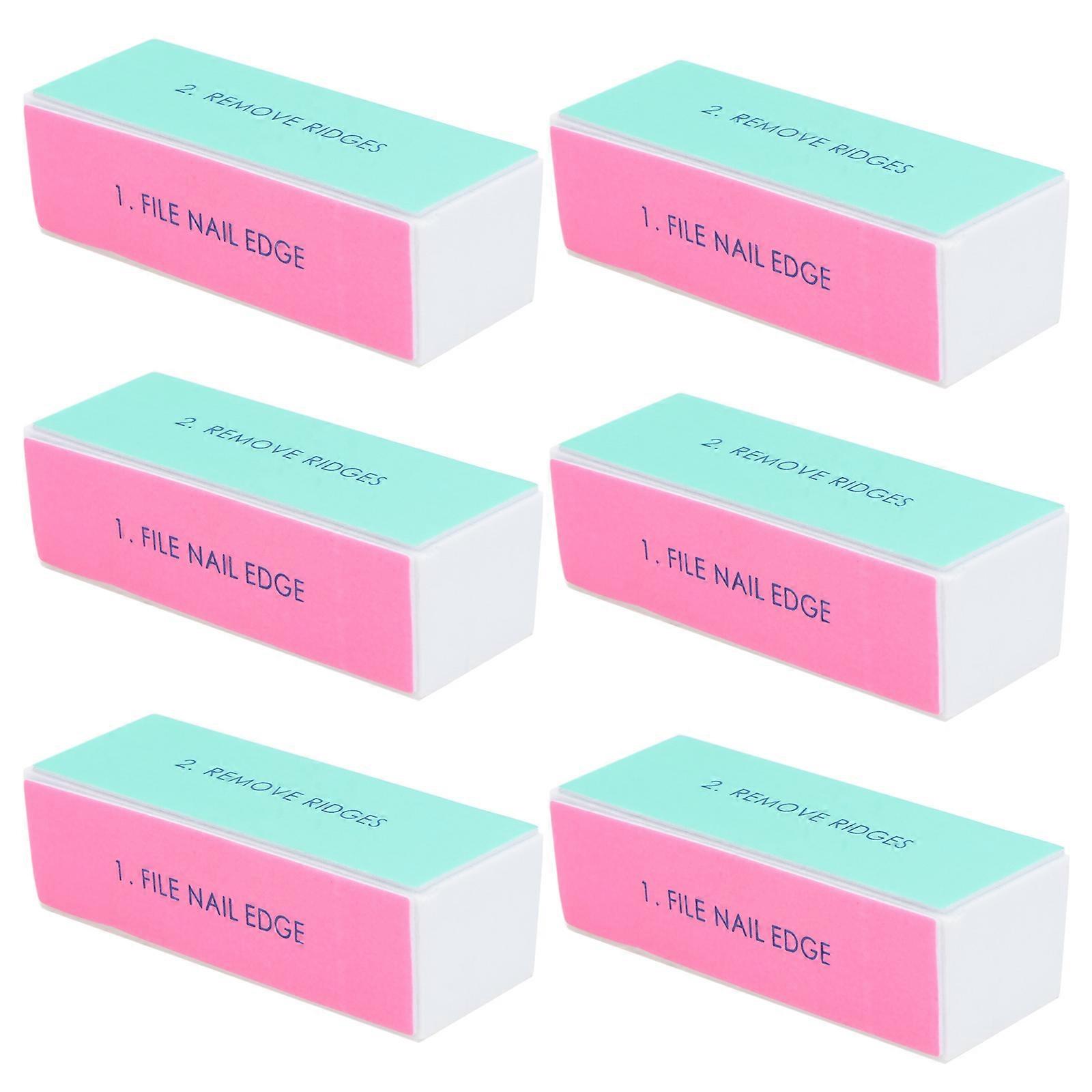 Nail Buffer Sponge Manicure Care Tools Use Rectangular Shape 4 Sided Design 6Pcs