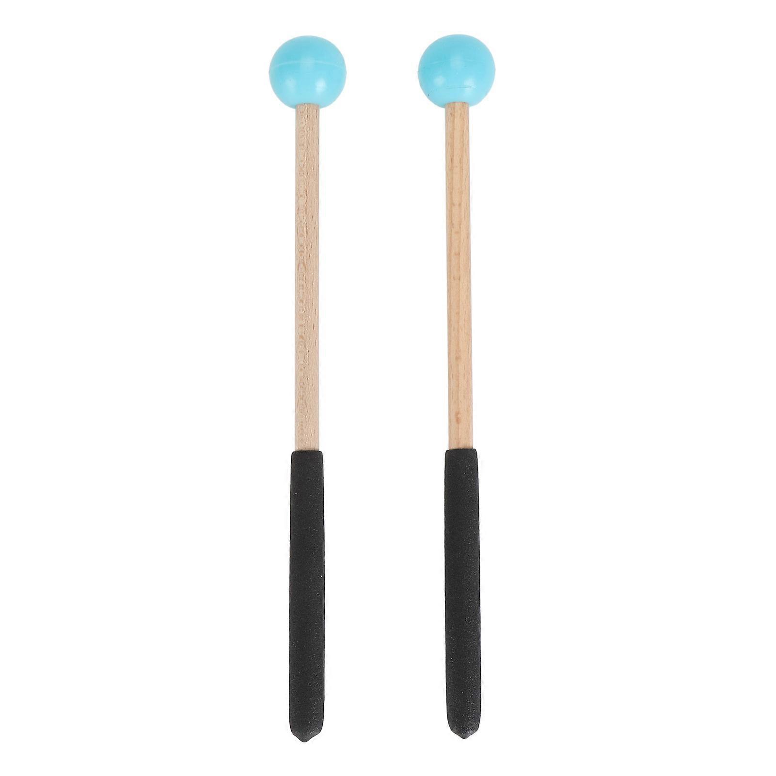 1 Pair Percussion Mallet Rubber and Maple Multifunctional Tongue Drum Mallet for Concert Blue