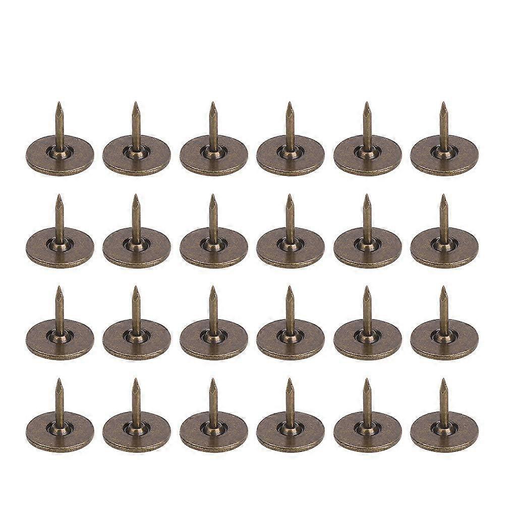 Flat Head Push Pins, 100 Pack, Cyan-Bronze Iron Upholstery Nails, Decorative Sofa Furniture Accessories, 11mm Diameter