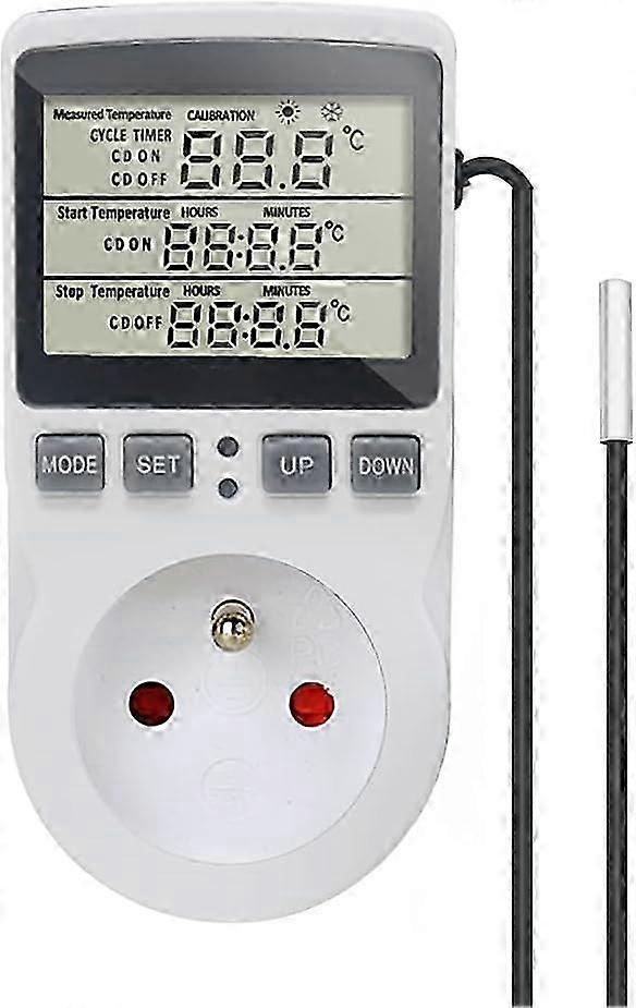 Digital thermostat socket with LCD display & probe  precise temperature control for UK homes