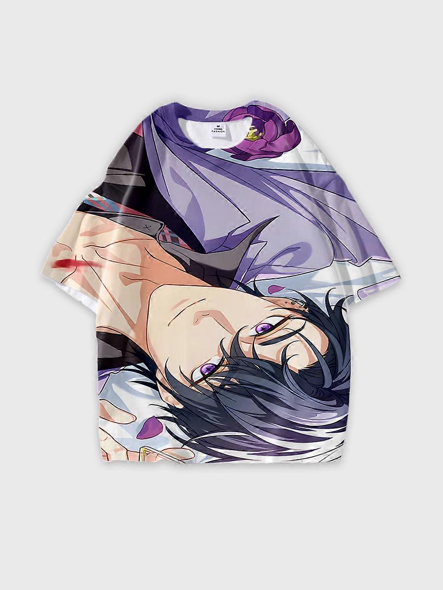 T-shirt round neck Role Pattern loose short sleeve E1697