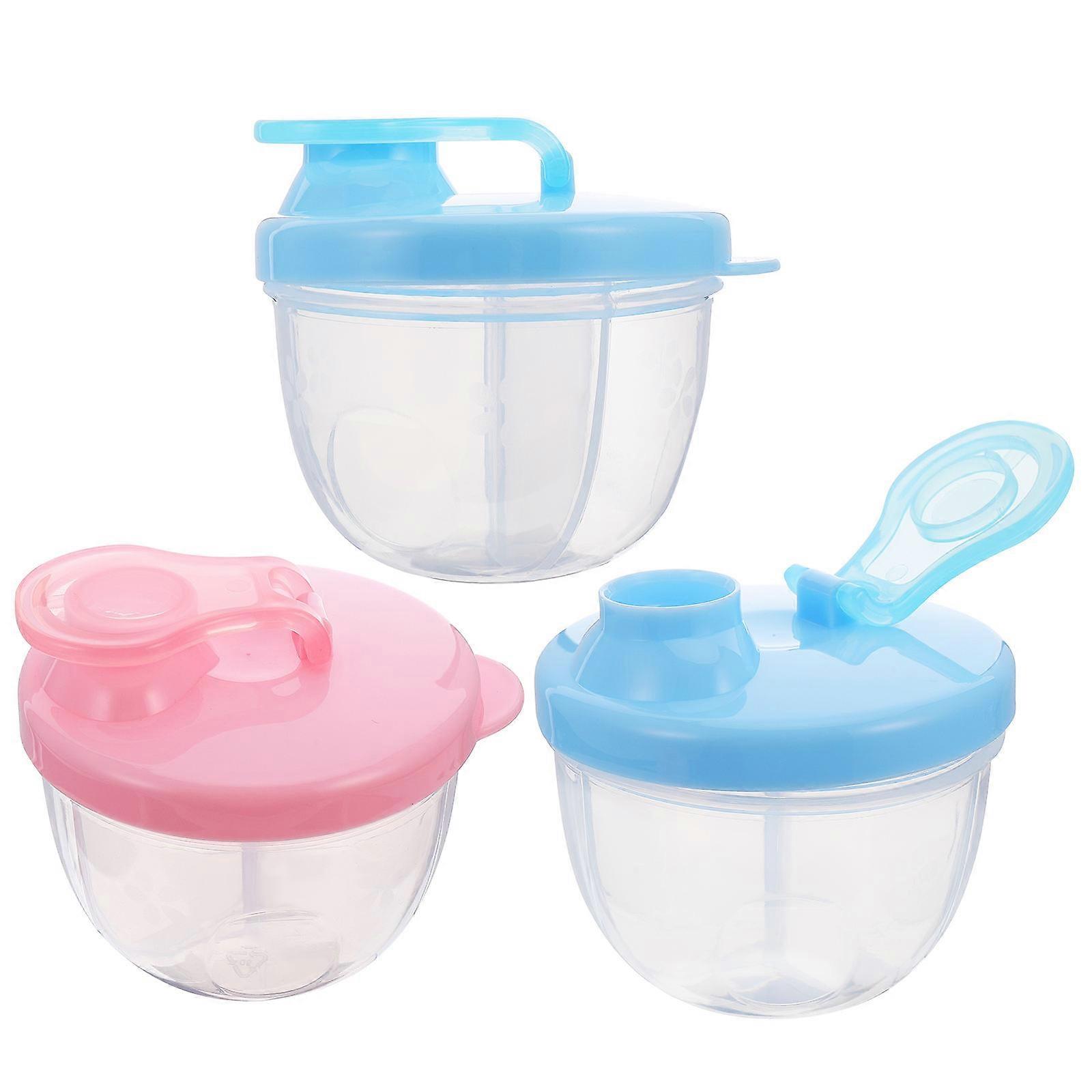 3pcs Milk Powder Organizer with Independent Compartments, Spiral Port Design, Portable Food Storage Container for Outdoor Use – Includes Dispenser